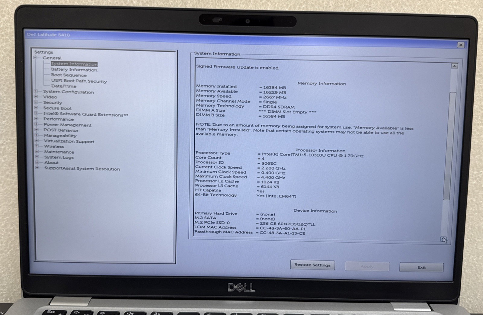 Dell Latitude 5410 | i5-10th Gen | READ: No RAM/SSD/Battery | Keyboard Defective