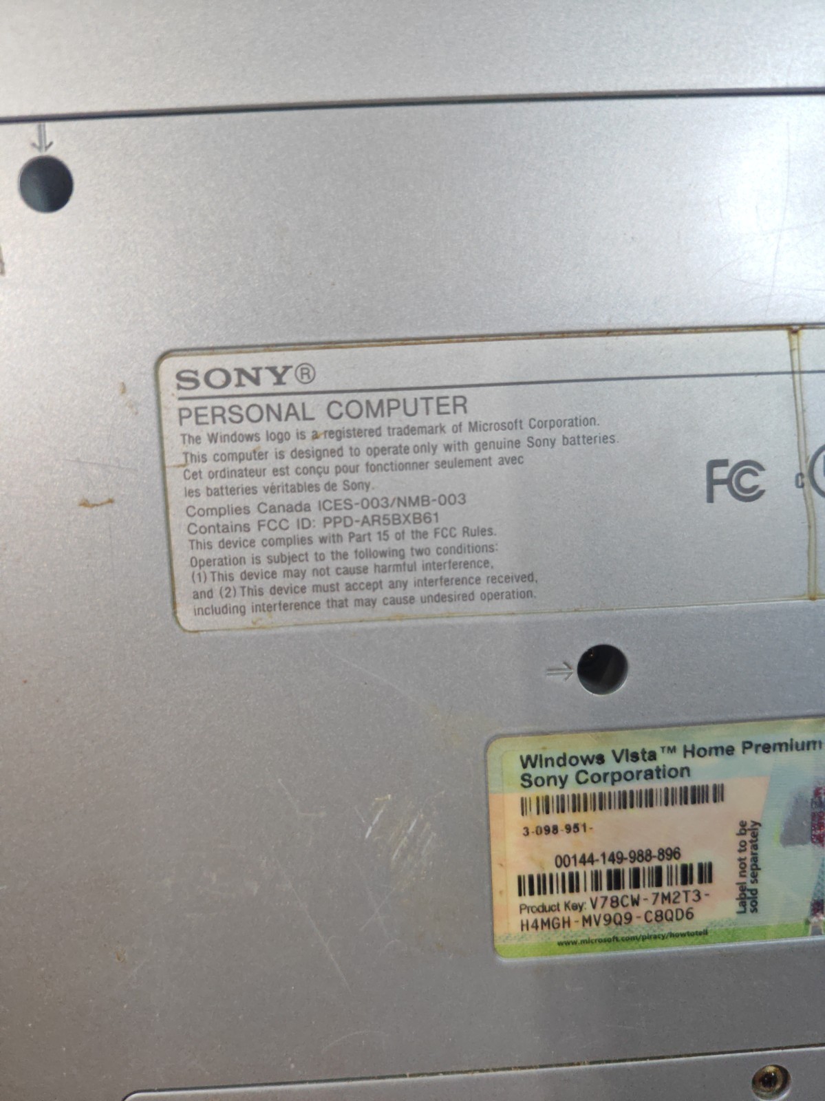 Sony VAIO PCG-7X2L 15″ Intel Pentium Dual Core Windows Vista Not Tested Parts