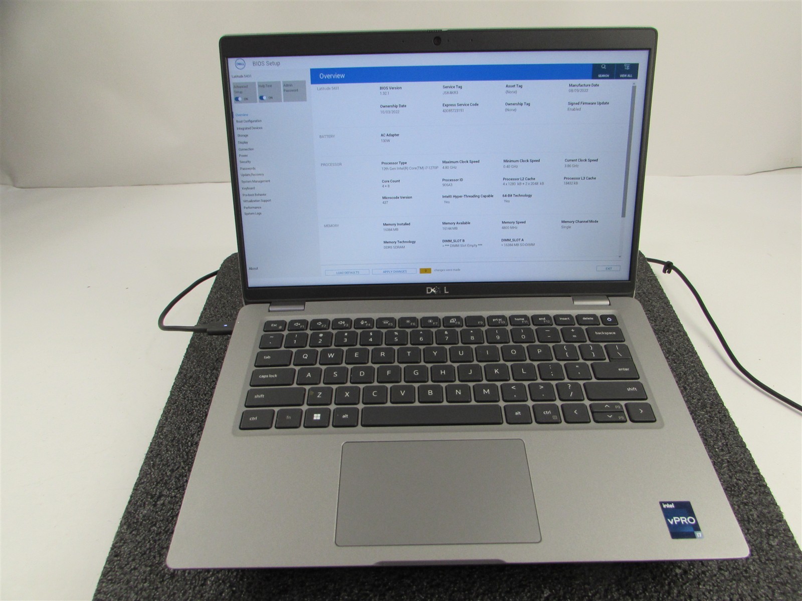 DELL LATITUDE 5431 1920X1080 FHD CORE I7-1270P 256GB 16GB RAM NO O.S/BATT