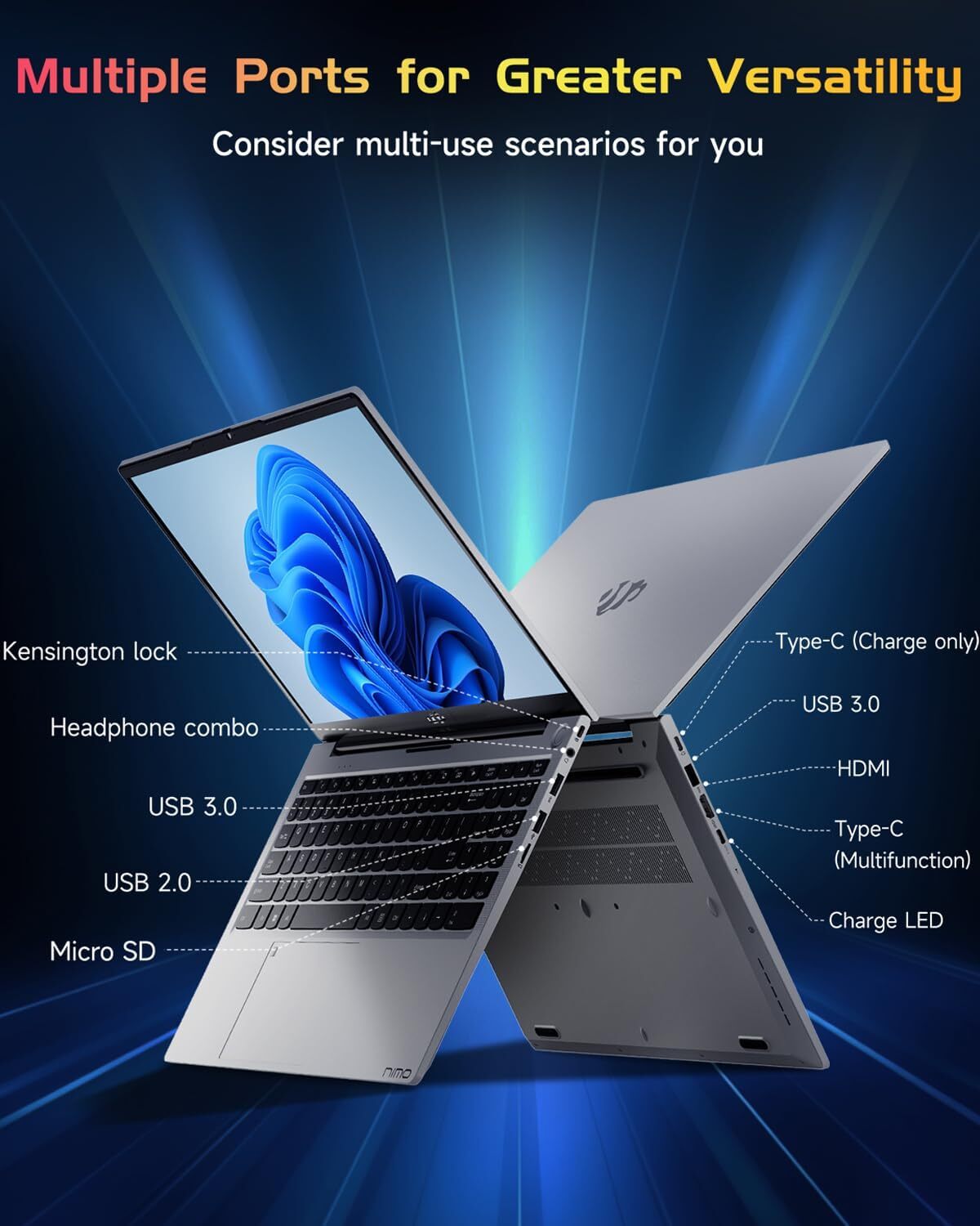 NIMO 15.6 FHD Student Laptop 16GB RAM 1TB SSD Intel Pentium Quad-Core N100 Win11