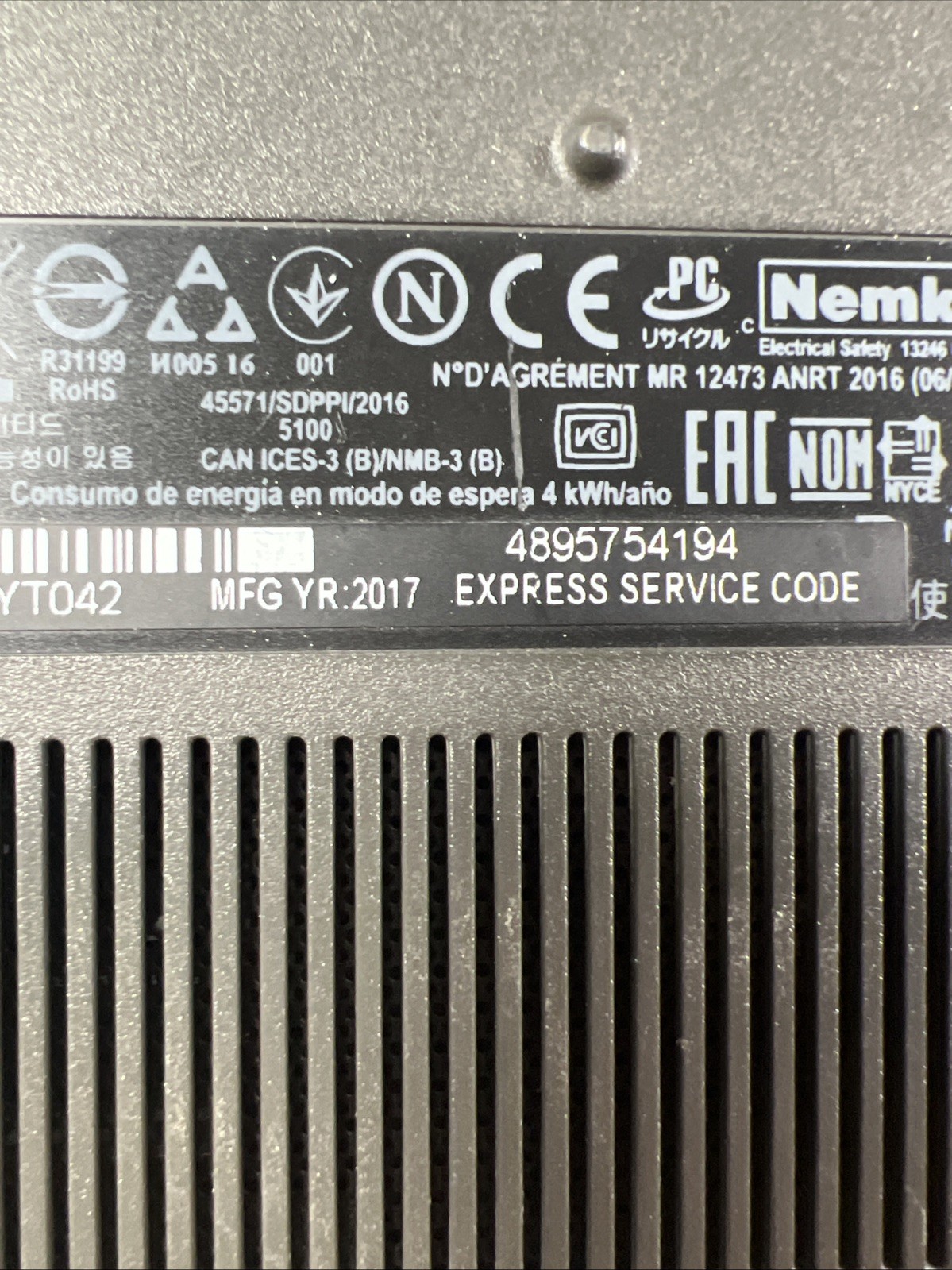 DELL INSPIRION 5567 INTEL CORE I5-7200U 2.50GHZ 8GB RAM