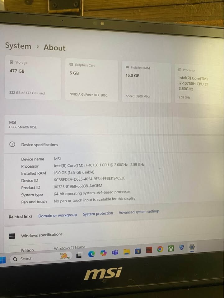 MSI GS66 Stealth 10SE 15.6″ 144Hz (512GB SSD, Intel Core i7 10th Gen., 5.00 GHz,