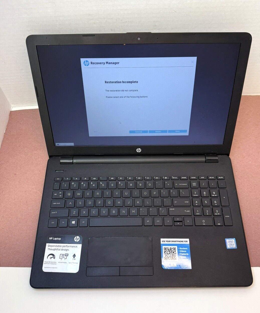 HP Notebook 15-bs113dx RTL8723DE IntelCore i3 2.2 GHz AS IS NOT WORKING L11