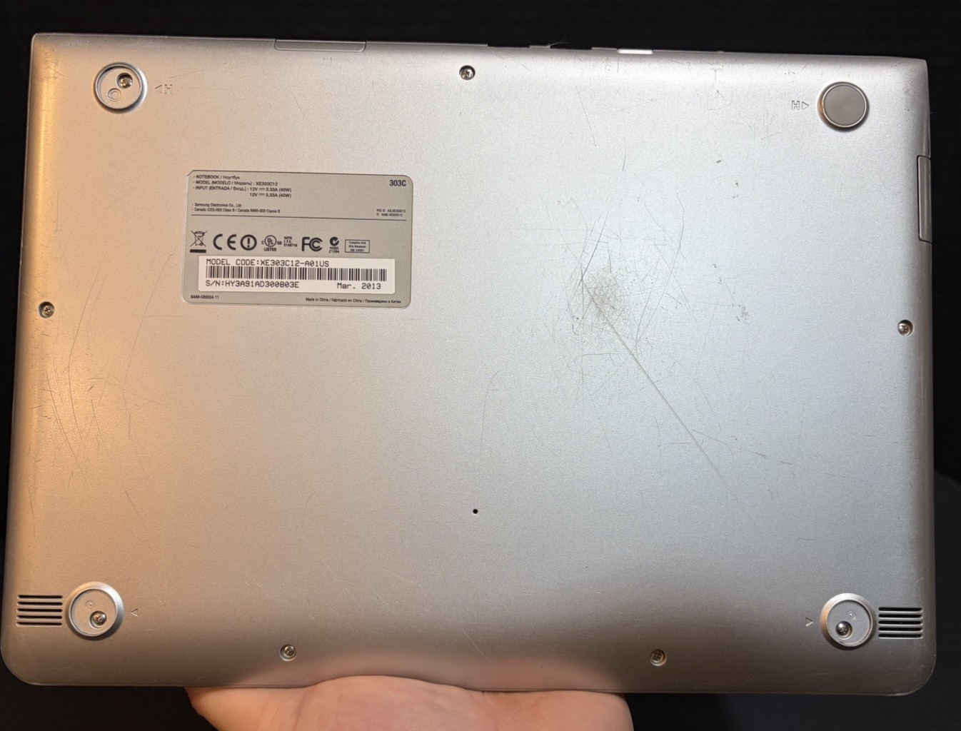 SAMSUNG Model XE303C12 Laptop Chromebook No Power Cord