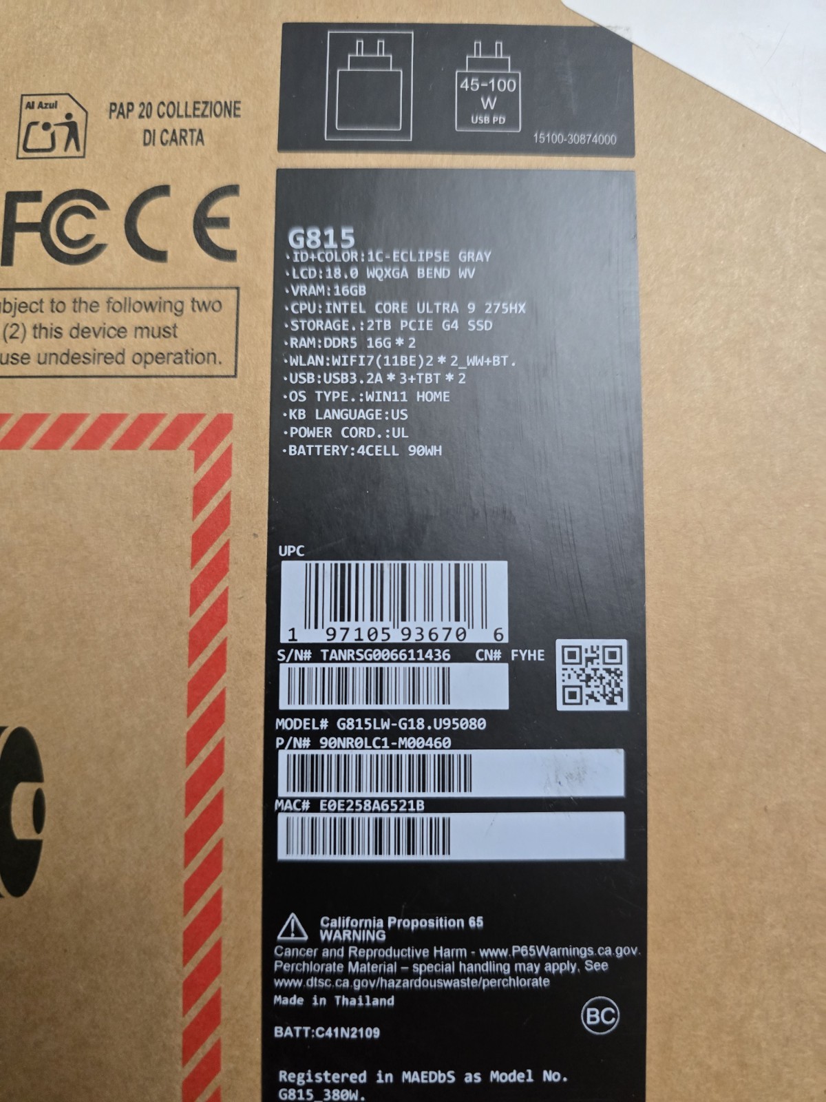Asus ROG Strix G18 240Hz QHD+ Ultra 9 275HX 32GB 2TB SSD RTX 5080 GAMING Laptop
