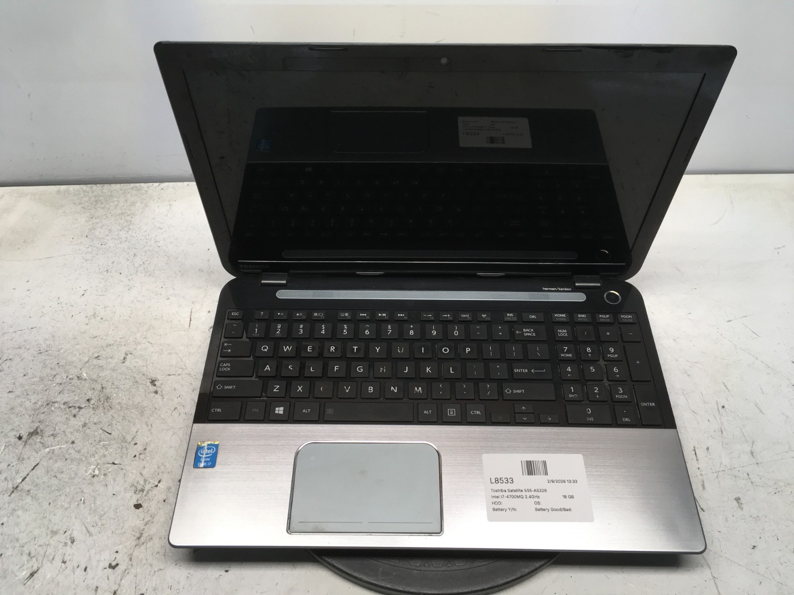 Toshiba Satellite S55-A5326 Intel i7-4700MQ 2.4GHz 16 GB NO HDD