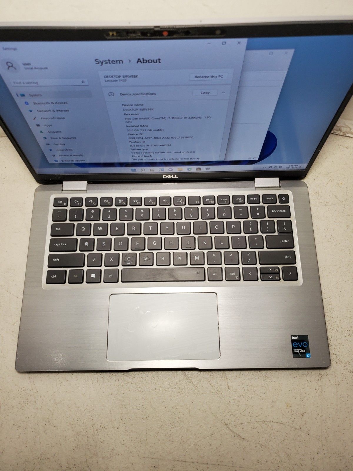 Dell Latitude 7420 14″ Laptop i7-1185G7 3.00GHz 32GB RAM 256GB SSD Win11 #69