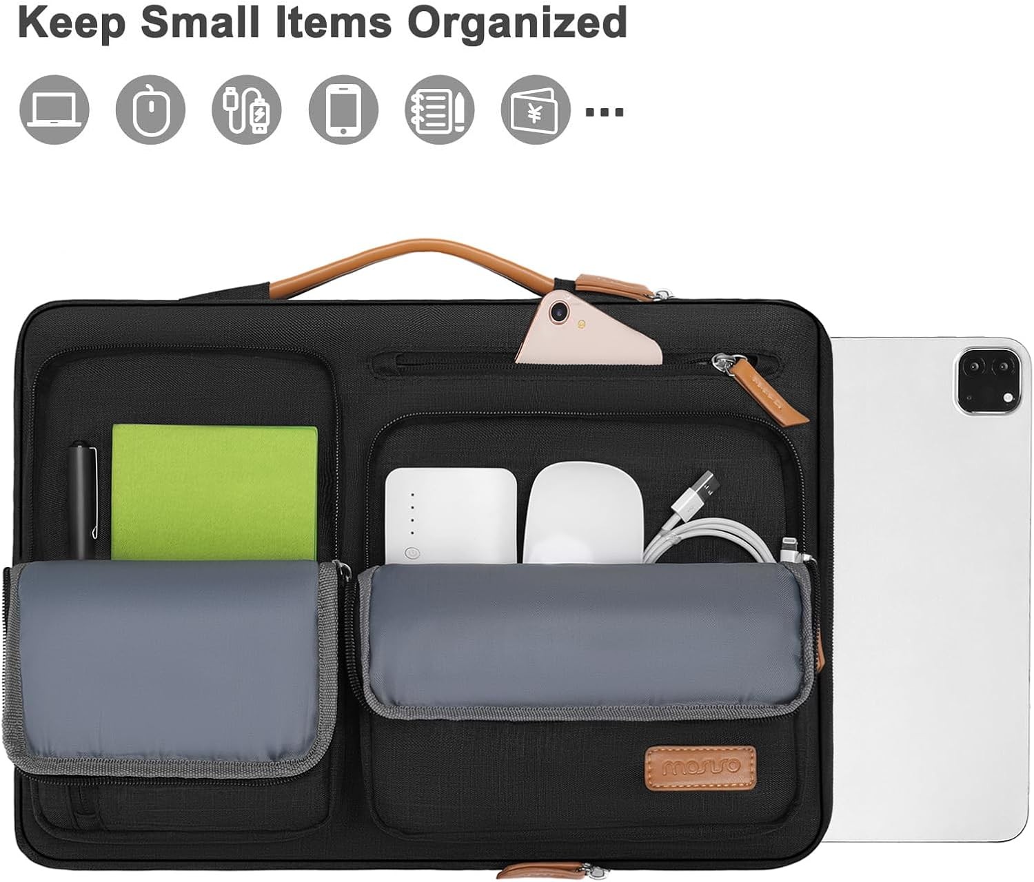 12.9 inch Tablet Sleeve Case for iPad Pro 13 M4 & iPad Pro 12.9 M2 M1 6/5th Blac