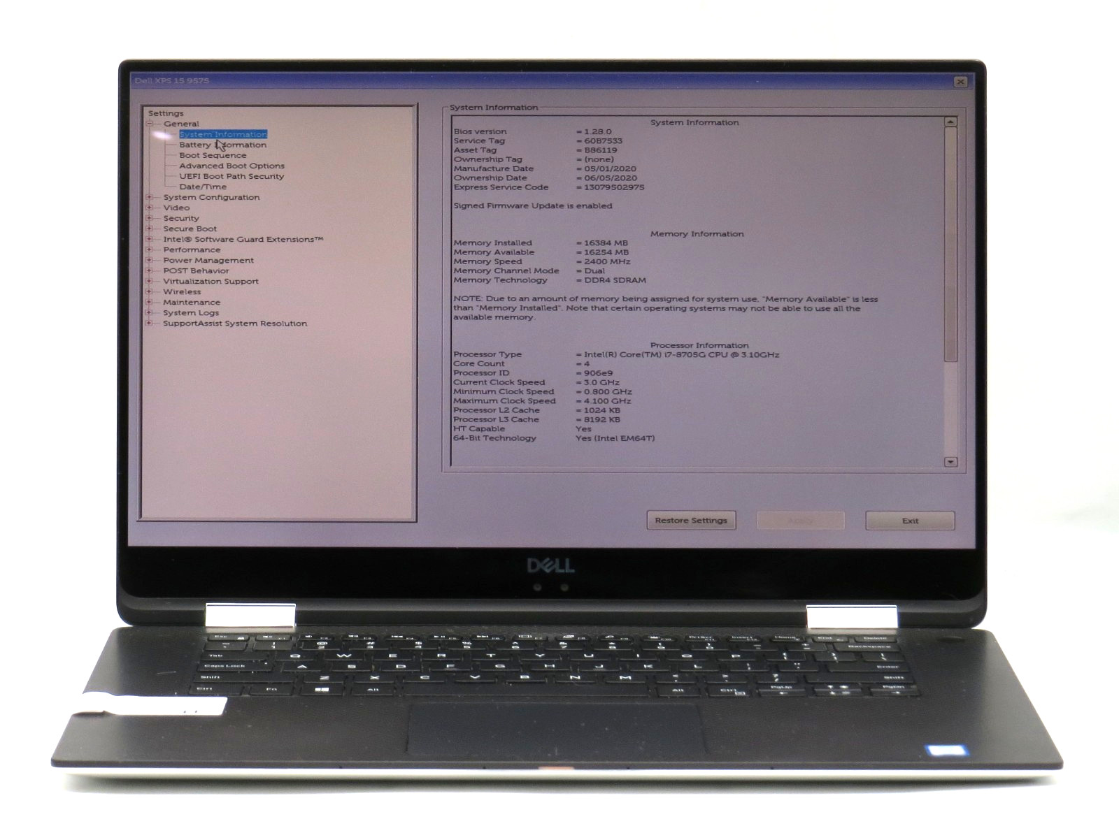 Dell XPS 15 9575 Touch 2in1 i7-8705G 16GB RAM 256GB SSD Radeon No OS *READ