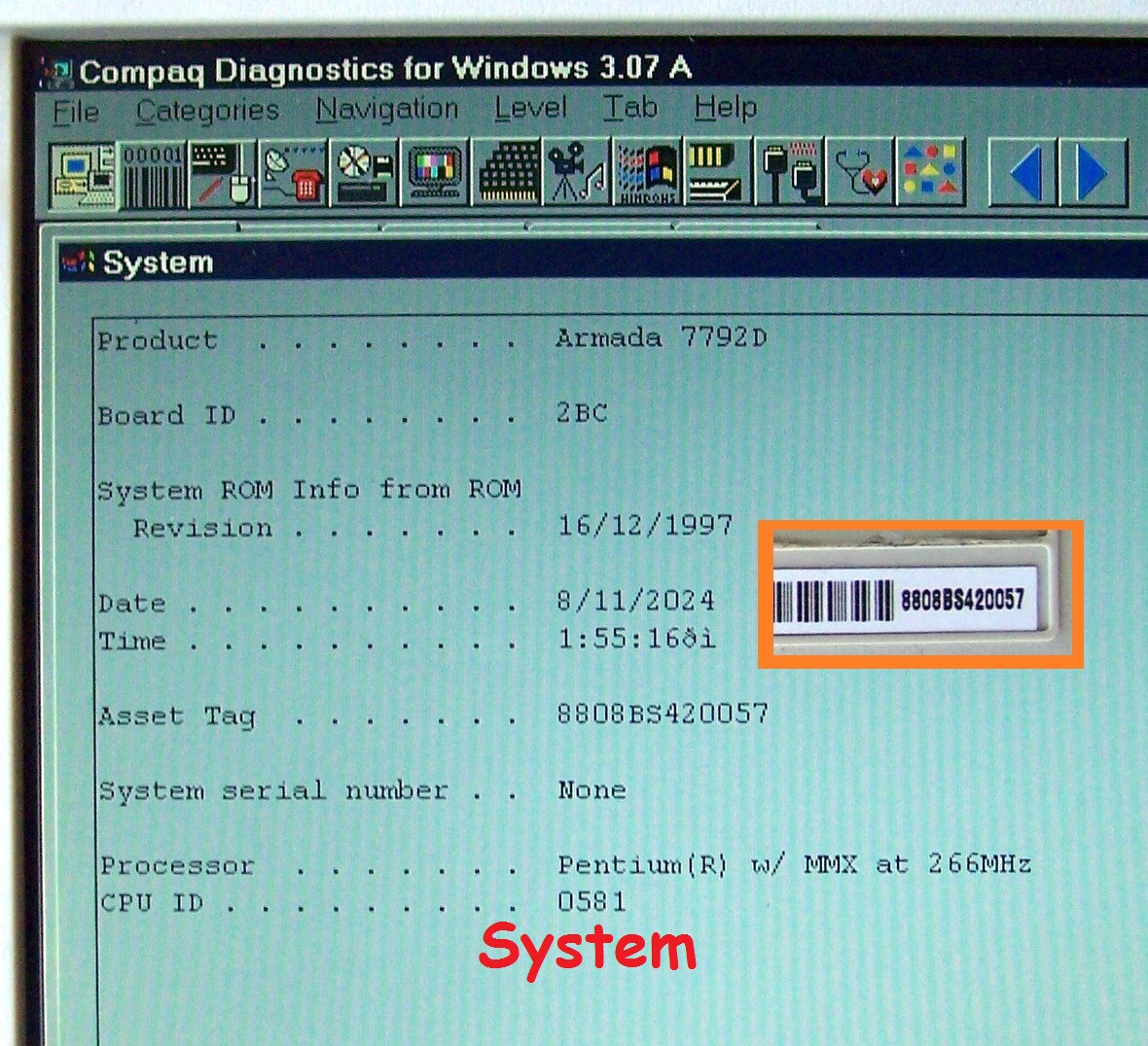 Vtg 1997 Compaq Armada 7792 Intel P2 Win-98 Serial Parallel-ΝΟ 1700 ibm dos e500