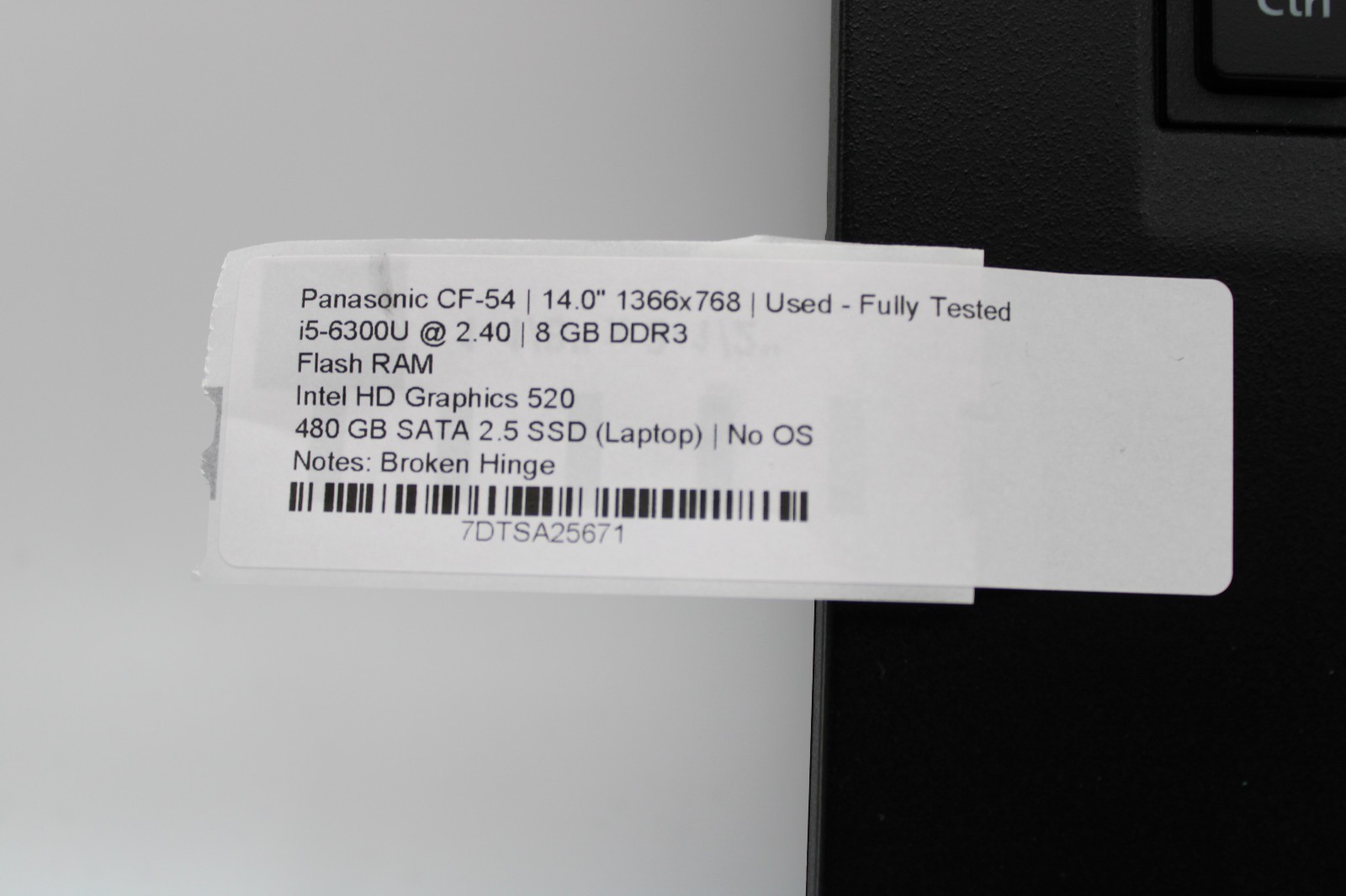 Panasonic ToughBook CF-54 MK2 _ i5-6300U _ 8GB / 480GB _ No OS / Batt