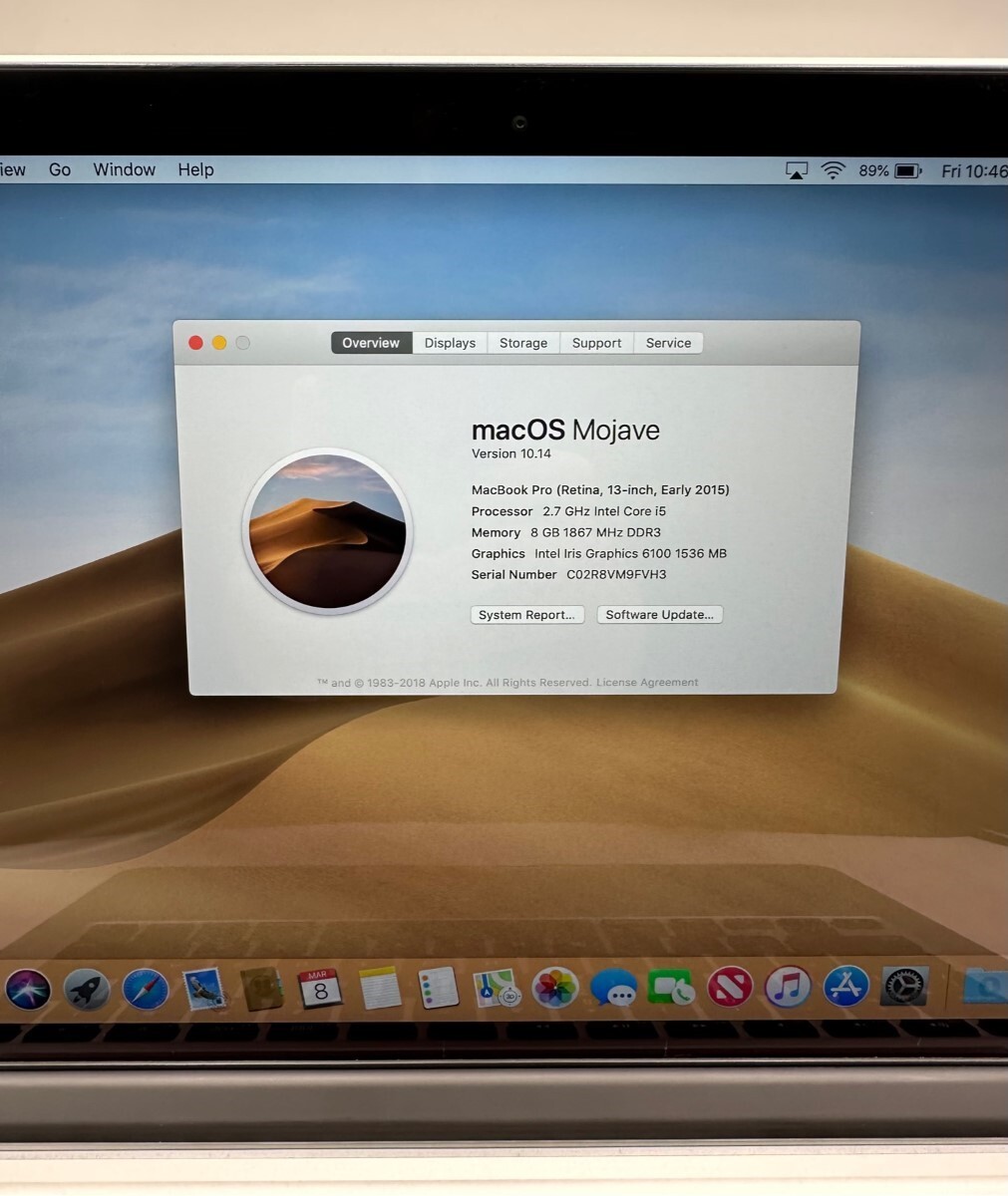 Apple MacBook Pro 13″ A1502 Retina 2.7GHz Core i5, 8GB RAM, 128GB, 2015