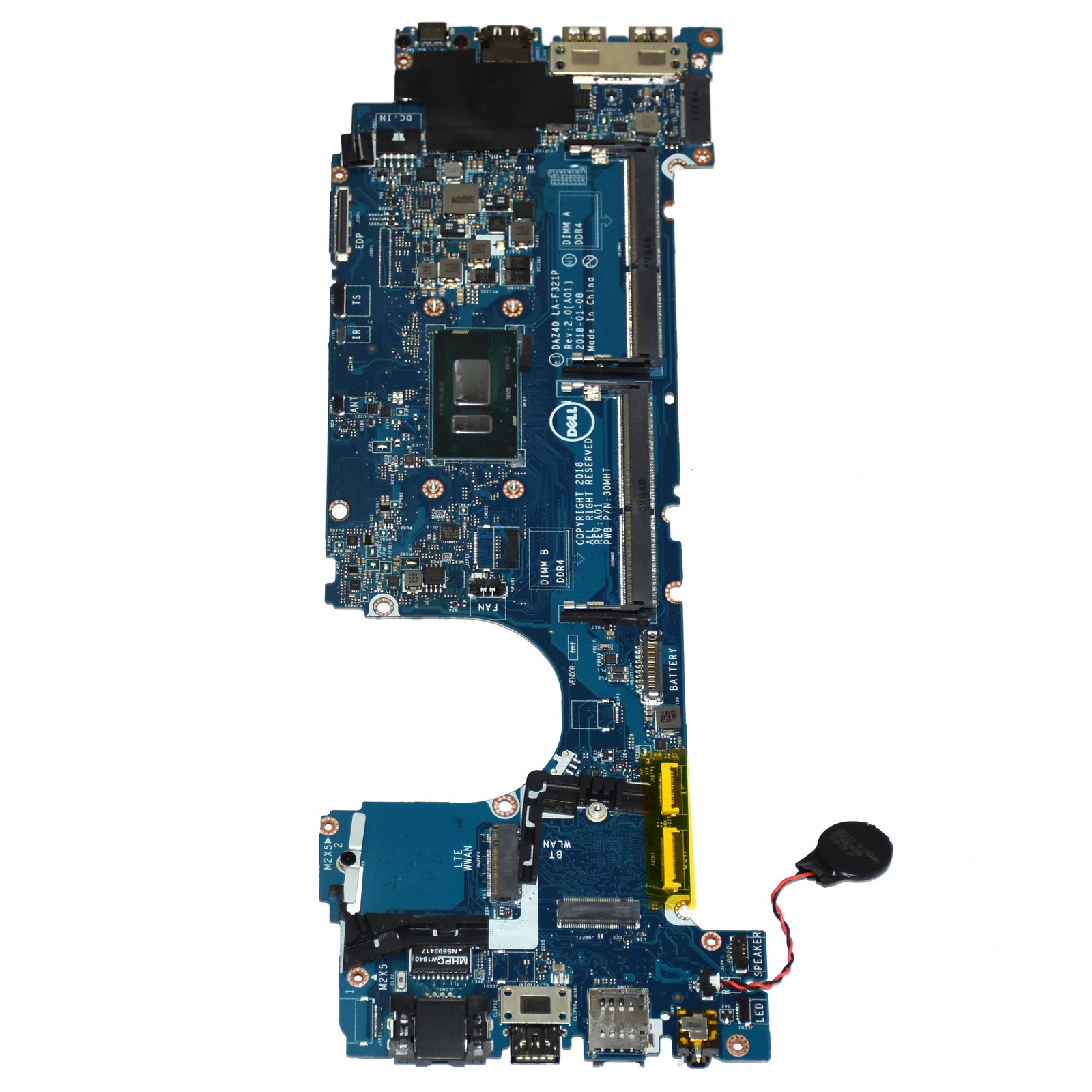 Dell Latitude 7490 Laptop Motherboard i5-8350U Quad-core 1.7GHz DDR4 LA-F321P