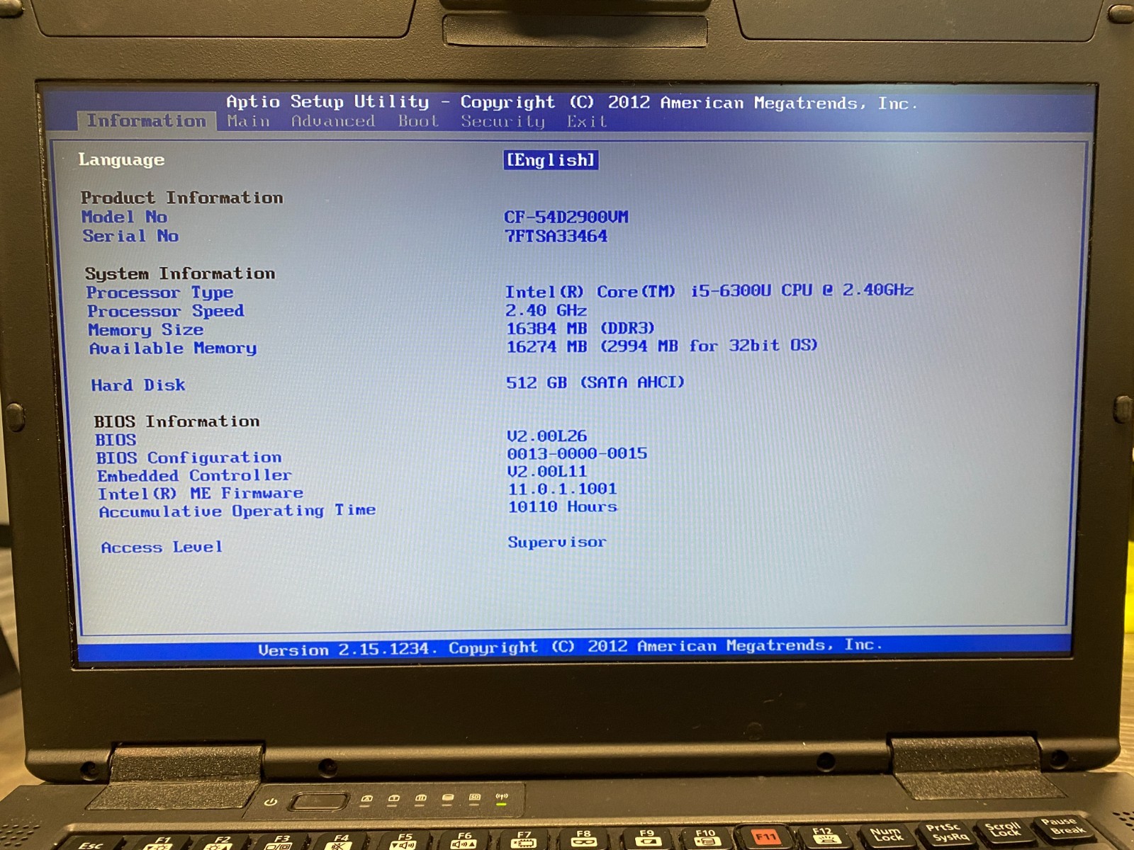 Panasonic CF-54 MK2 i5 6300u 16GB DDR3 500GB SSD W11P, 65% Battery w/Charger