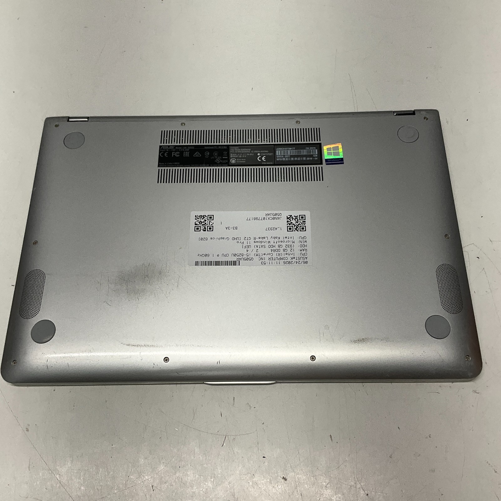ASUS Q505UAR | INTEL CORE I5-8250U @ 1.60 GHz 1TB HDD 12GB Windows 11 Pro Laptop