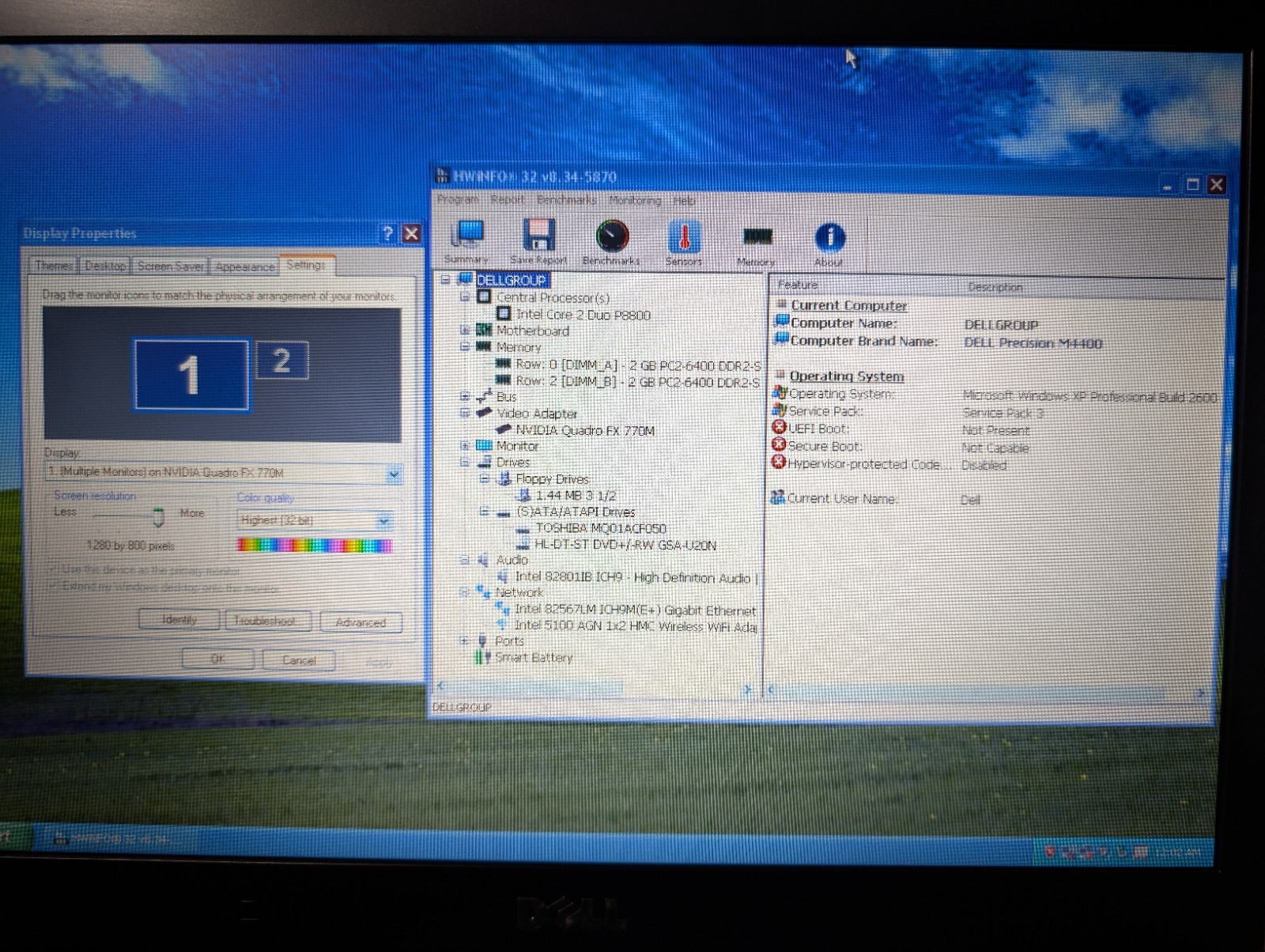 15″ Dell Precision M4400 | C2D 4GB RAM 500GB HDD | DVD-RW NVIDIA Win XP 32-Bit