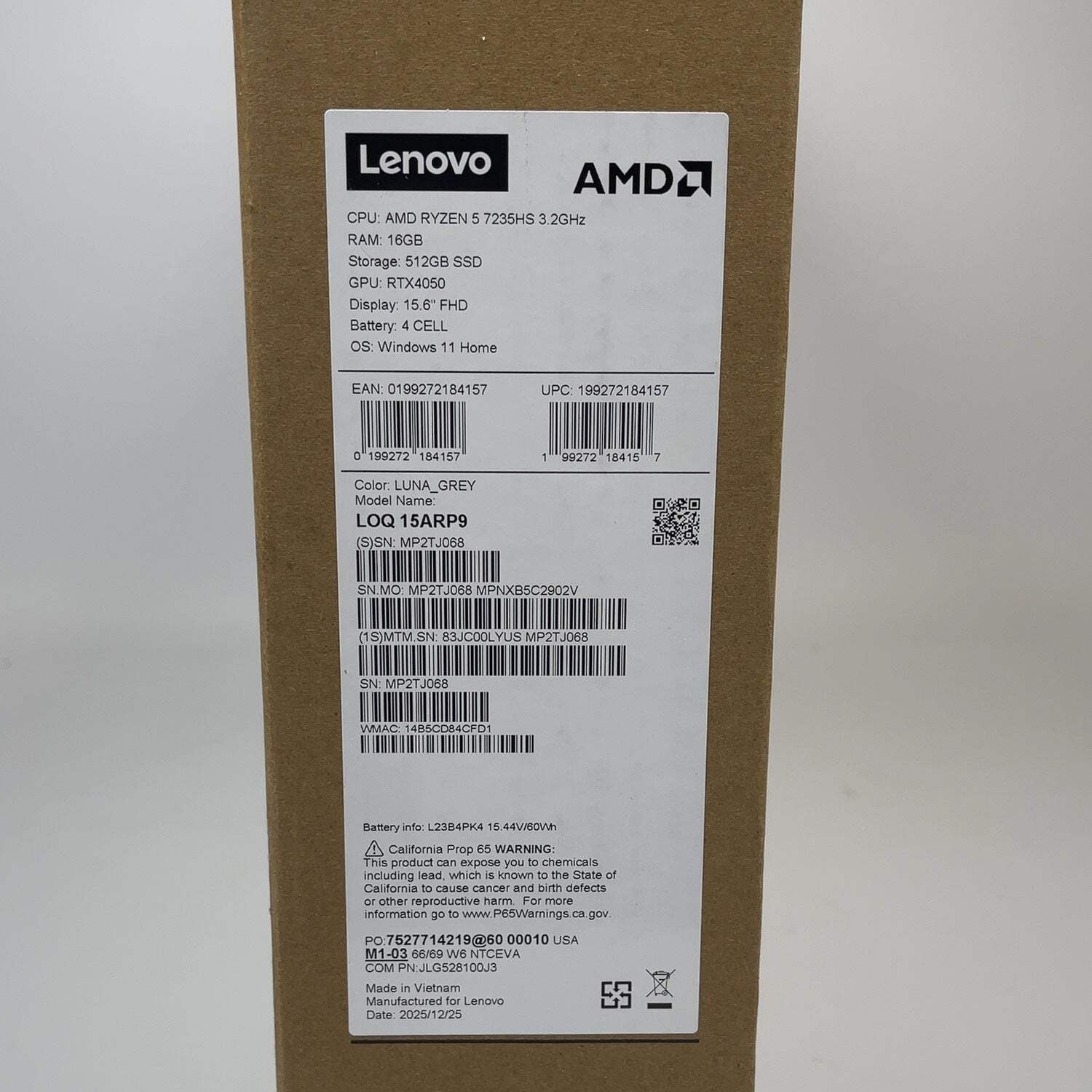 New Lenovo LOQ 15 15ARP9 Ryzen 5 7235HS 16GB RAM 512GB SSD GeForce RTX 4050