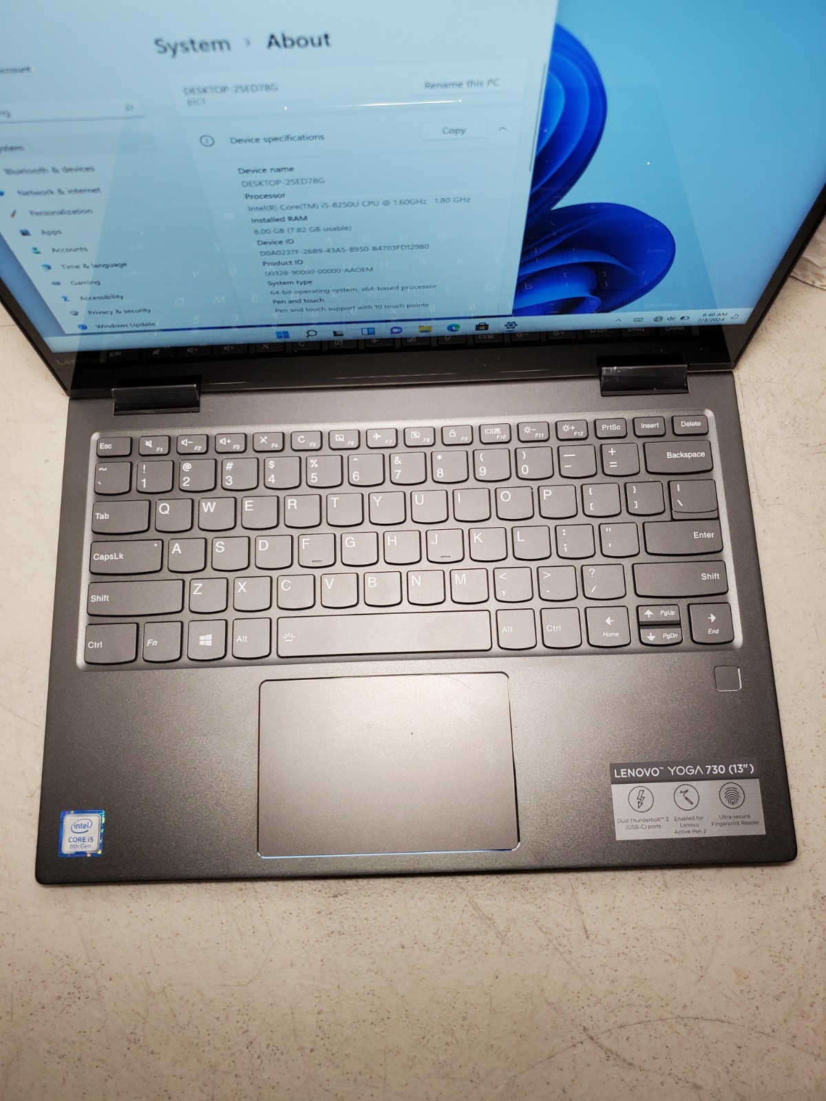 Lenovo Yoga 730-13IKB 2-in-1 Intel Core i5-8250U 8GB RAM 256GB SSD Win11 #69