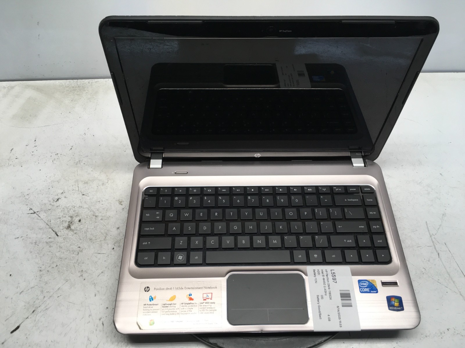 HP Pavilion DM4-1165DX Intel i5-M450 2.4GHz 4 GB NO HDD
