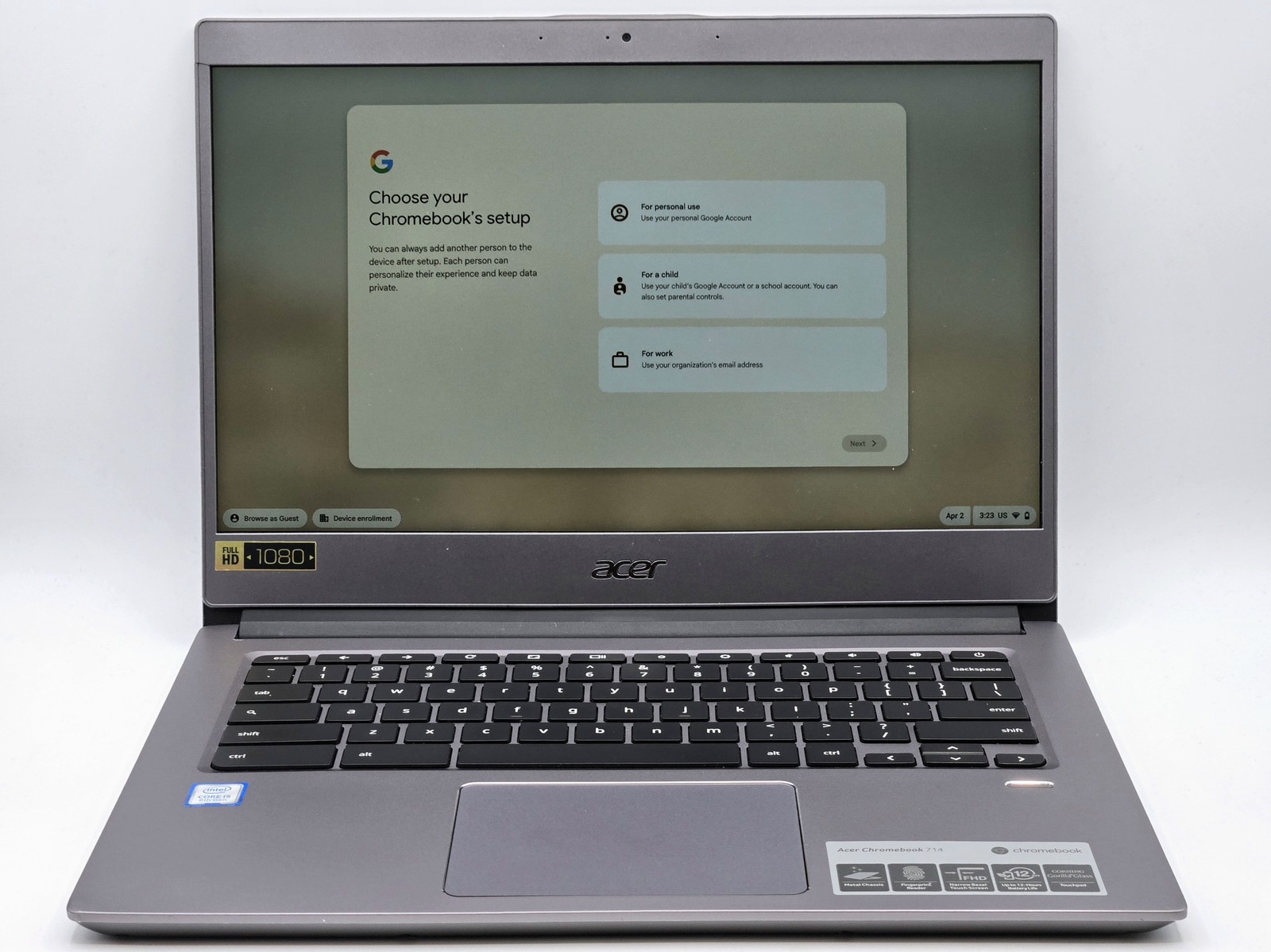 ACER Chromebook 714 CB714-1WT 14″ FHD Touch I5-8250U 64GB 8GB W10 FP Reader
