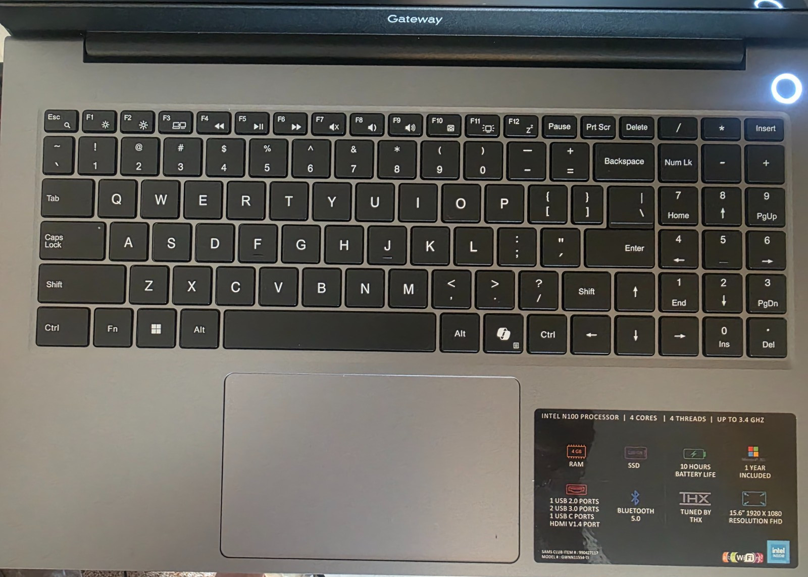 Gateway GWNN11554, 15.6″ FHD Laptop Intel N100 4GB RAM 128GB SSD Win 11 S