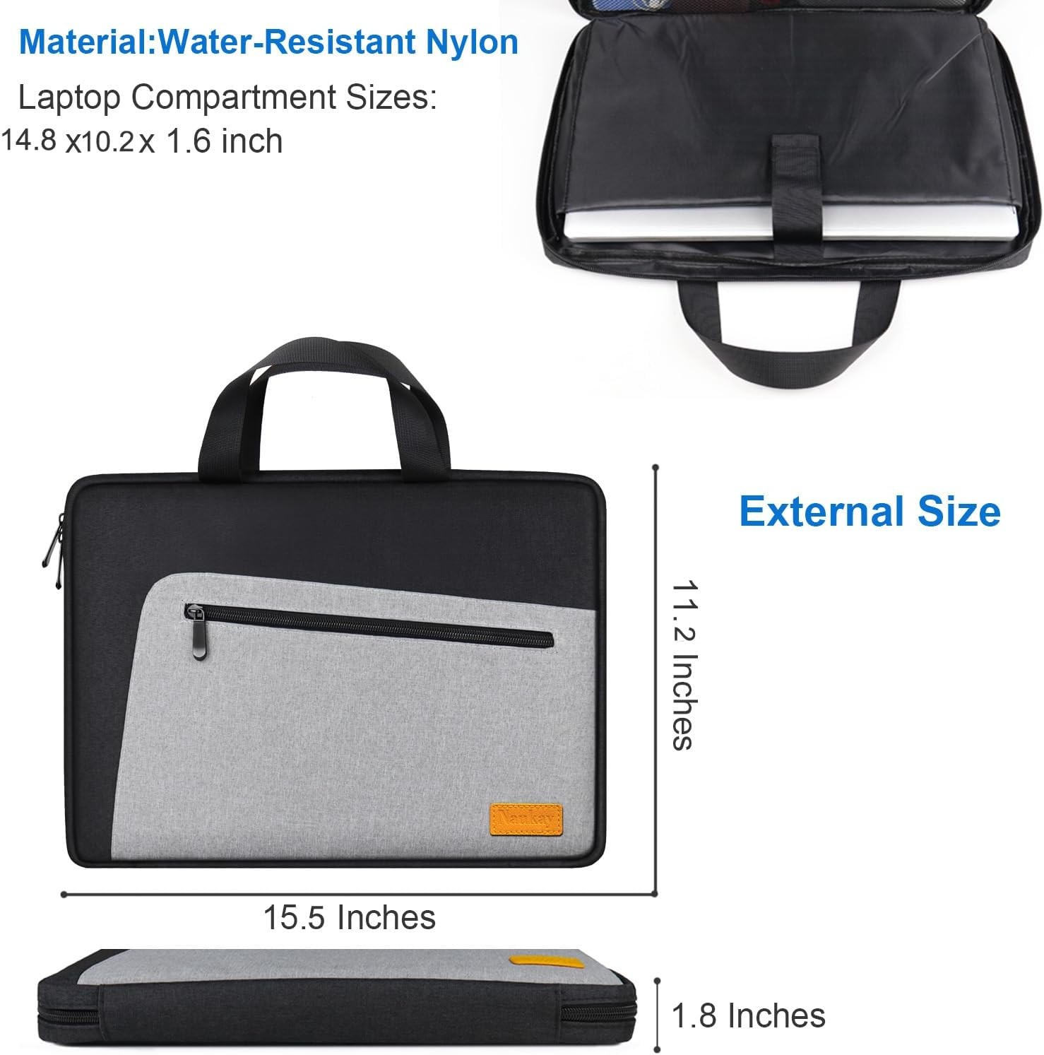 Slim Laptop Sleeve Case for 14″ MacBook Pro, Durable Protection Bag in Black/Gre