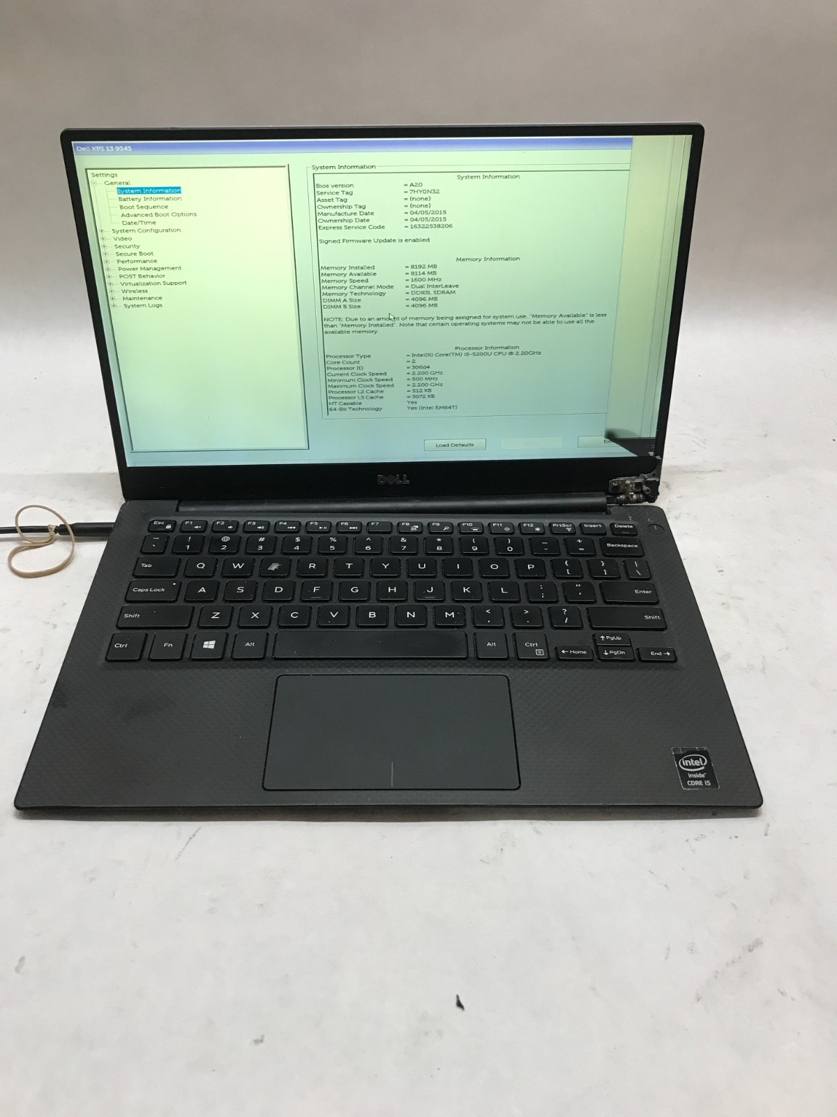 Dell XPS 13 9343 13″ Intel Core i5 8GB RAM NO HDD/OS For Parts CRACKED READ – DW