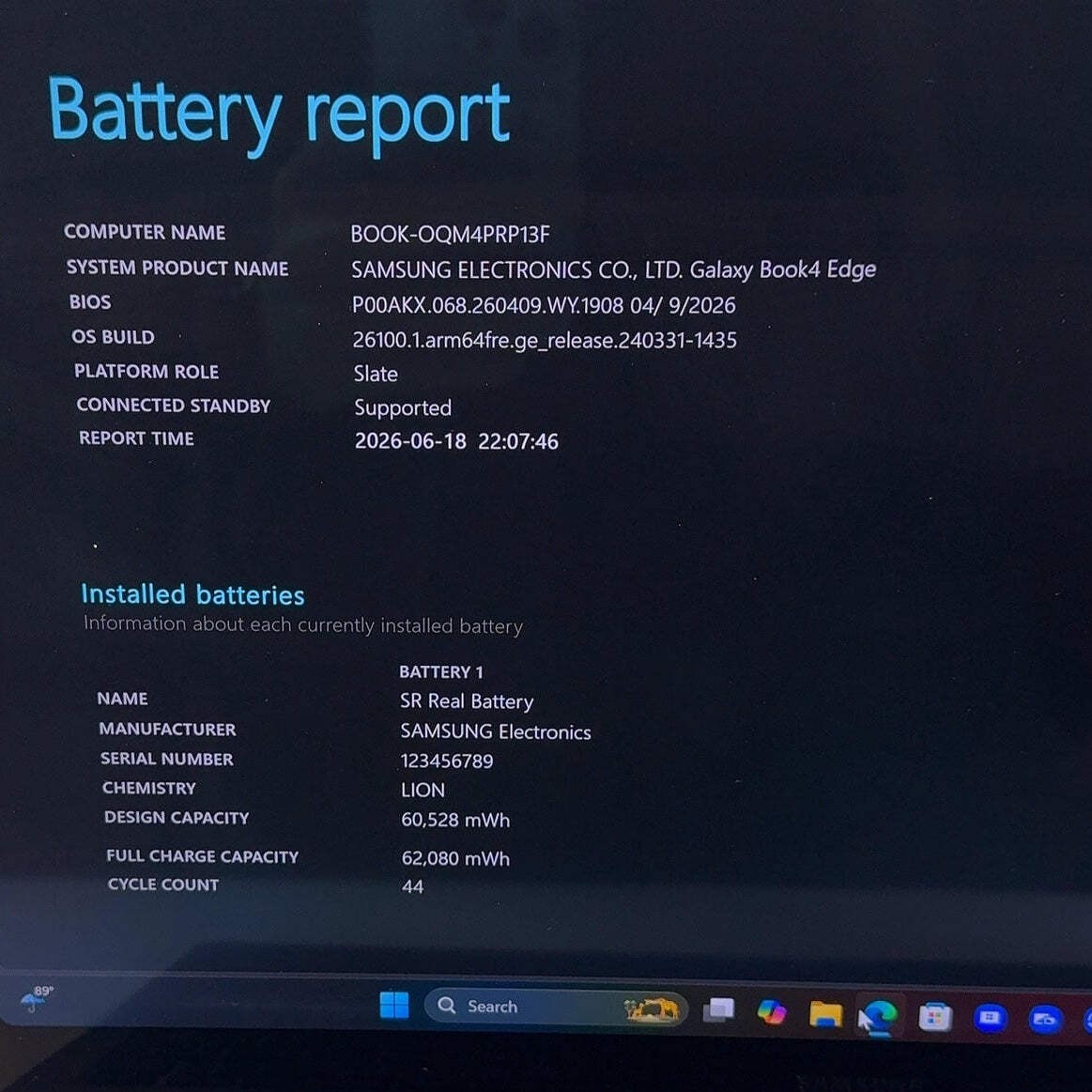 Samsung Galaxy Book4 Edge NP960XMA 16″ Snapdragon X Elite 16GB RAM 512GB SSD