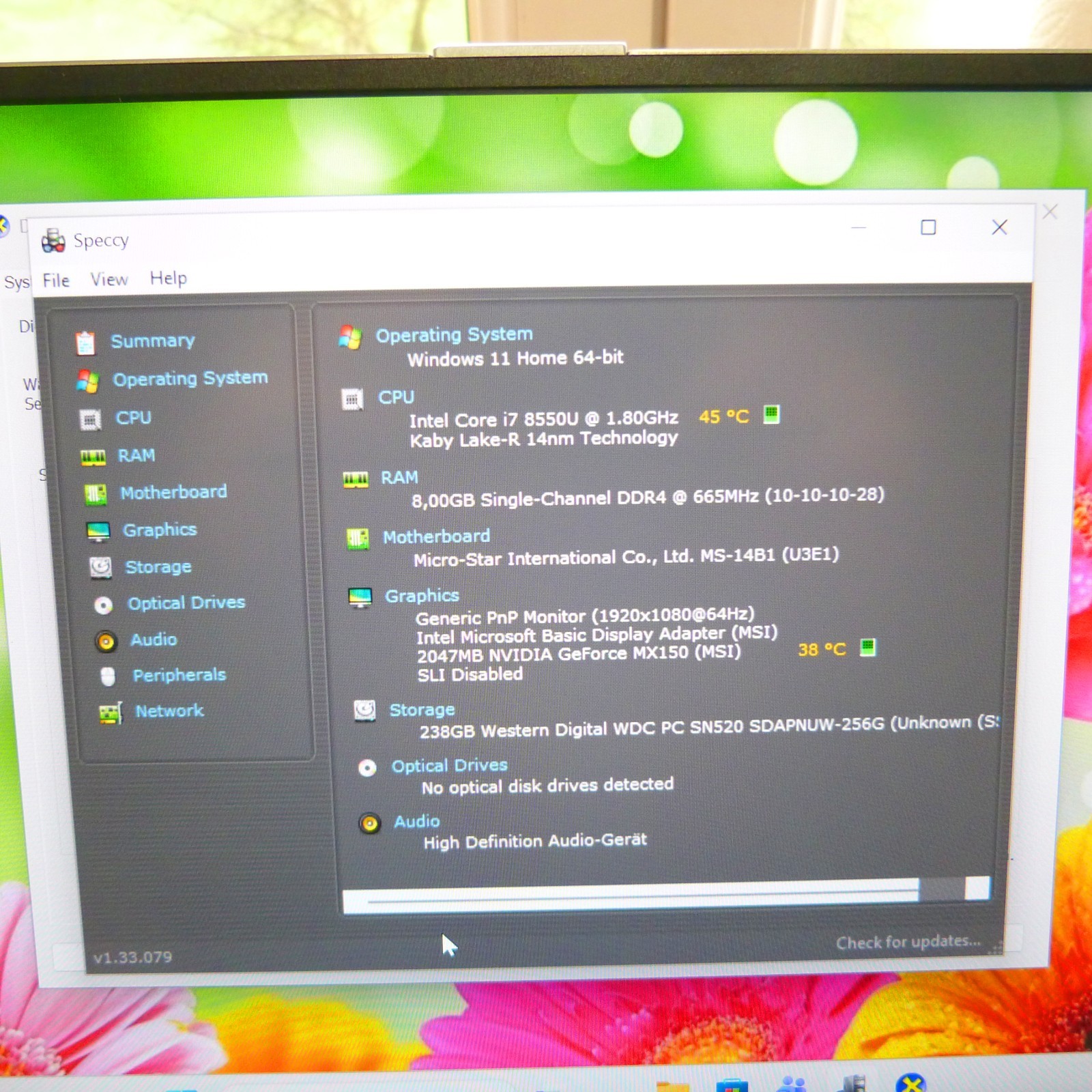 MSI Prestige 14 PS42 FULLHD RGB ULTRABOOK METAL l SSD Windows 11 I i7 8G NVIDIA