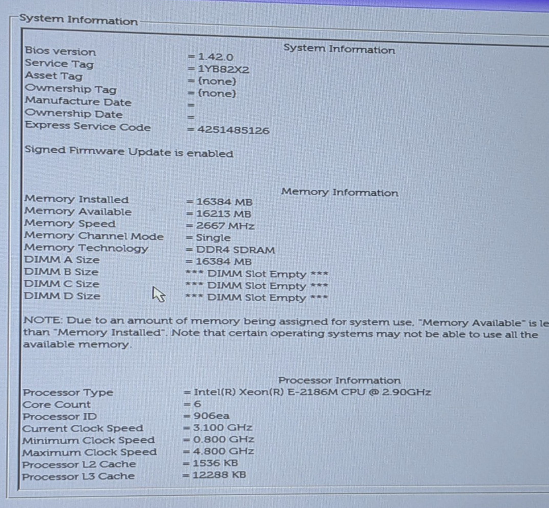 Dell Precision 7530 15.6″ Intel Xeon E-2186M 2.90GHz 16GB 512GB SSD W11P 1YB82X2