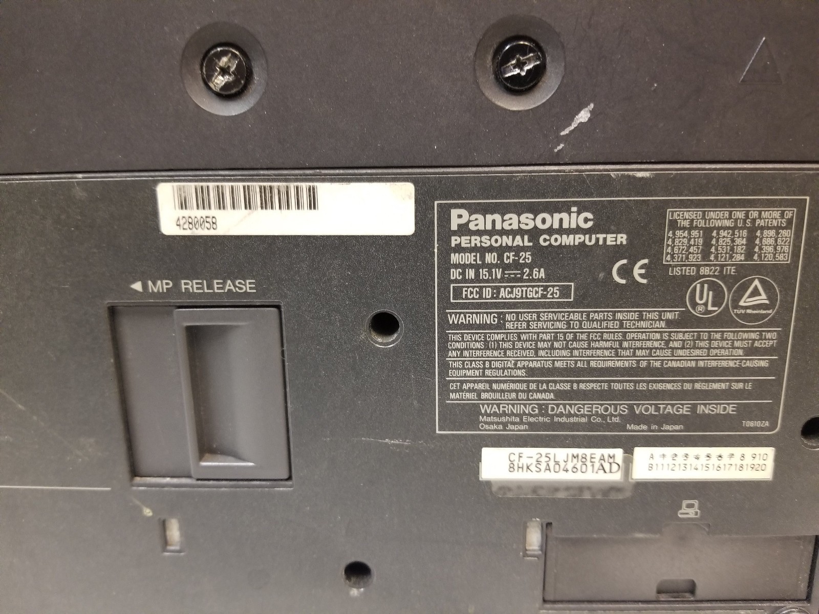 Panasonic Toughbook CF-25 Vintage Laptop FOR MOTOROLA PROGRAMMING OLD RADIOS