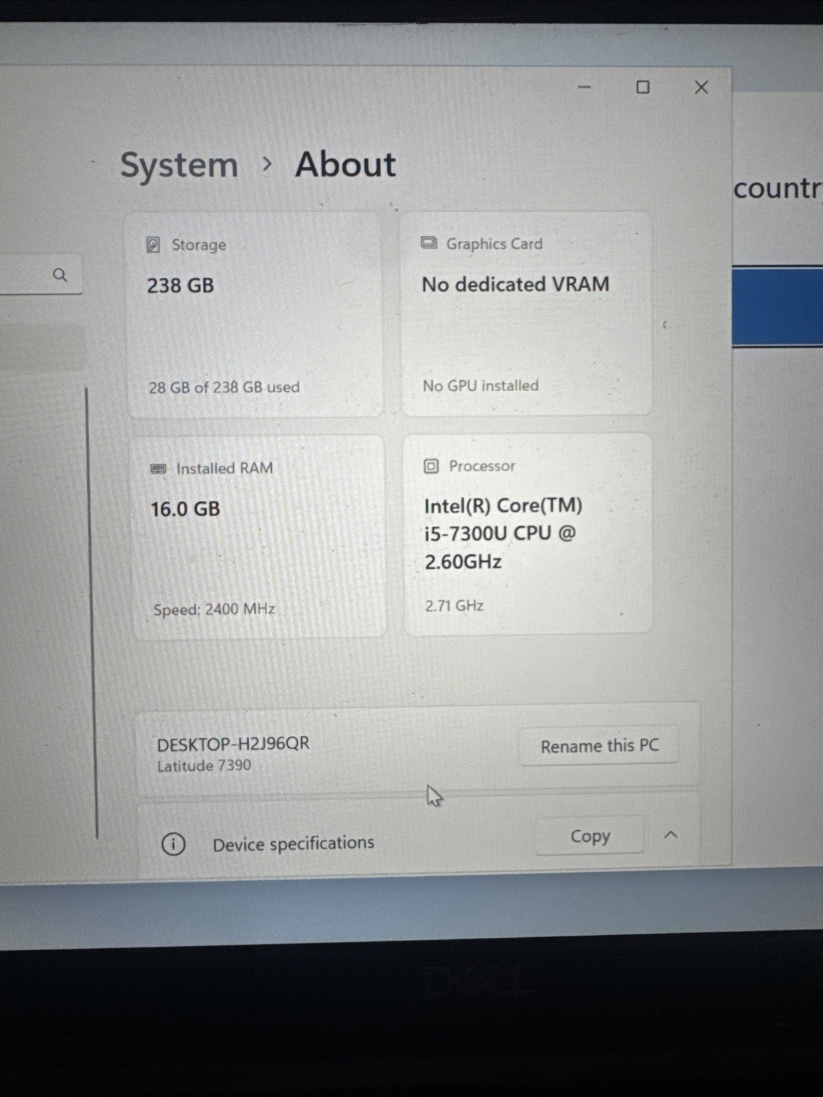 Dell Latitude 7390 13” i5-7300U 2.60GHz 16GB RAM 256GB SSD- READ
