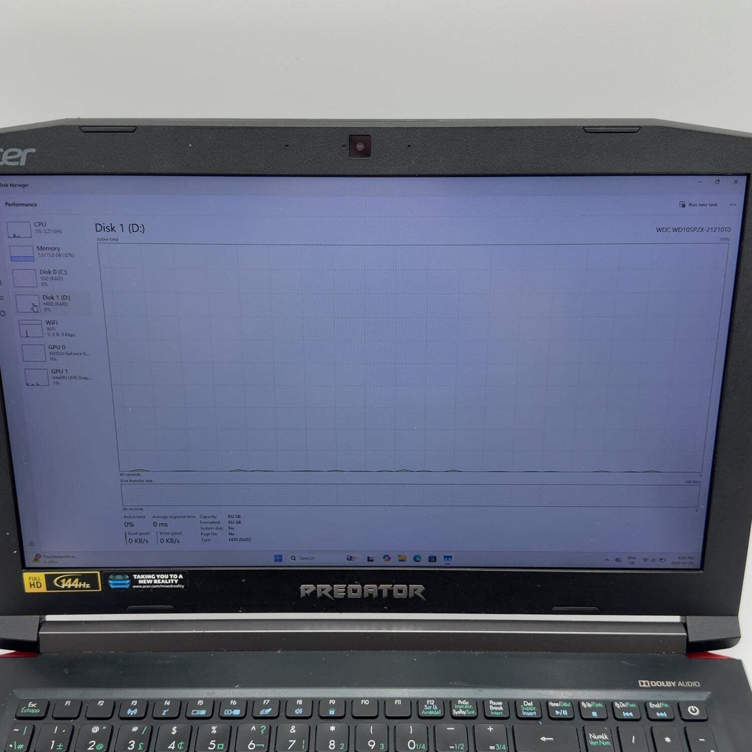 Acer Predator Helios 300 14″ i7-8750H 16GB RAM 256GB SSD 1TB HDD GTX 1060