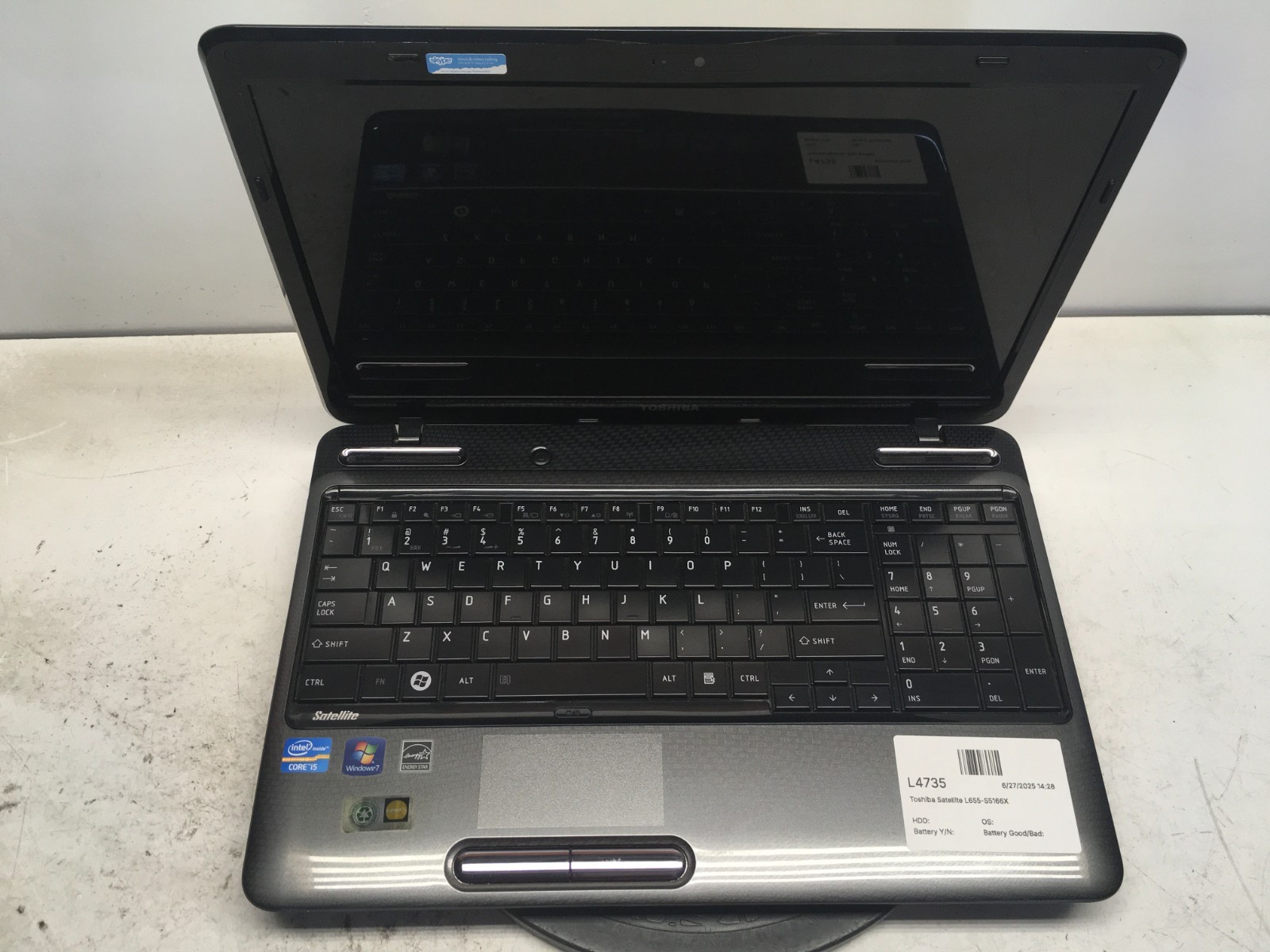 Toshiba Satellite L655-S5166X Intel Core i5-2410M 2.3GHz 4 GB – Cracked Screen