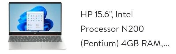 Hp 15.6 Intell (Pentium) Processor N200 4GB Ram