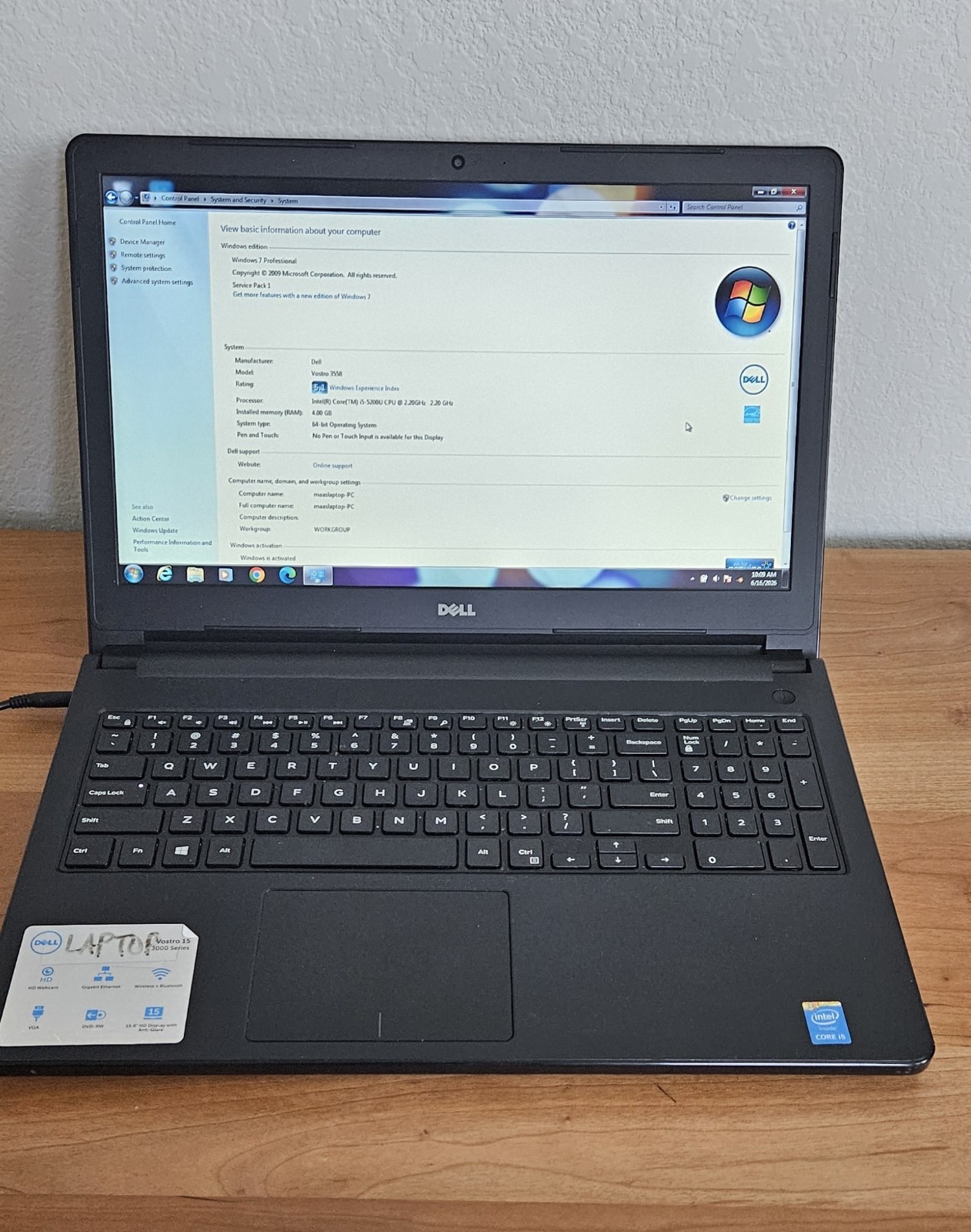 Dell Vostro 15 3000 Business Laptop 15.6″ DVD-RW Web Ethernet Wireless Bluetooth