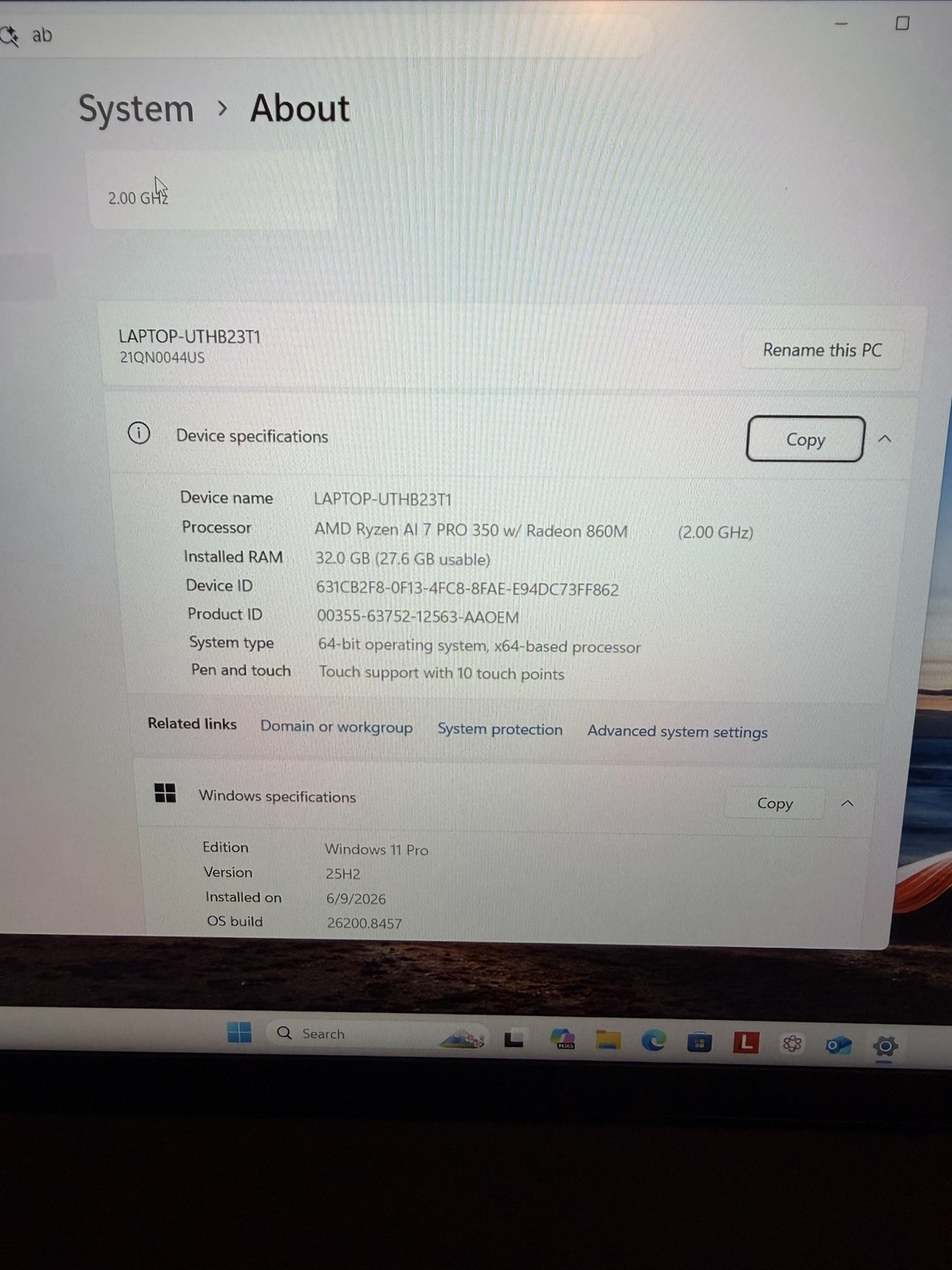 Lenovo ThinkPad T16 Gen 4 Ryzen AI 7 PRO 32GB RAM Touch Laptop Win 11 Pro