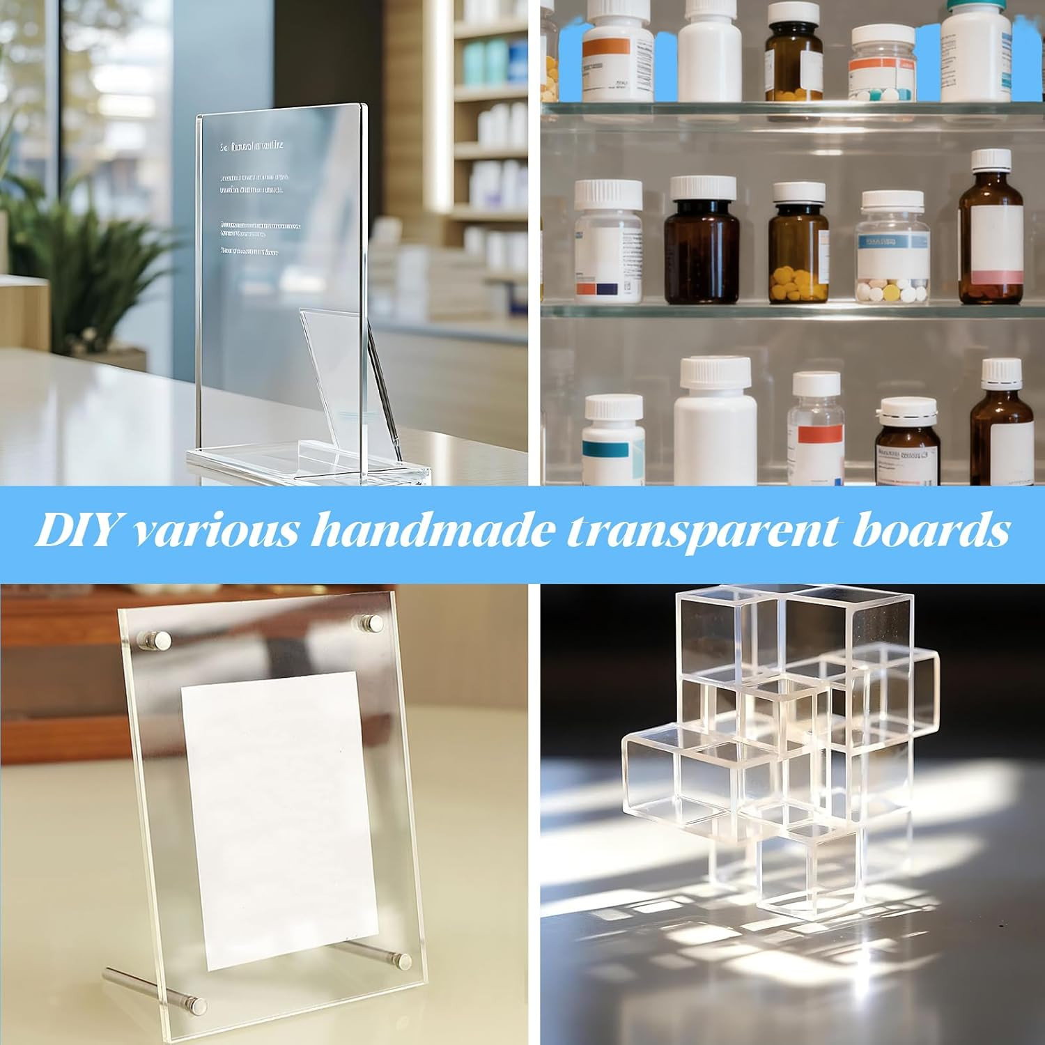 4 Packs Acrylic Medicine Shelves 13 Inches Medicine Cabinet Replacement Shelves