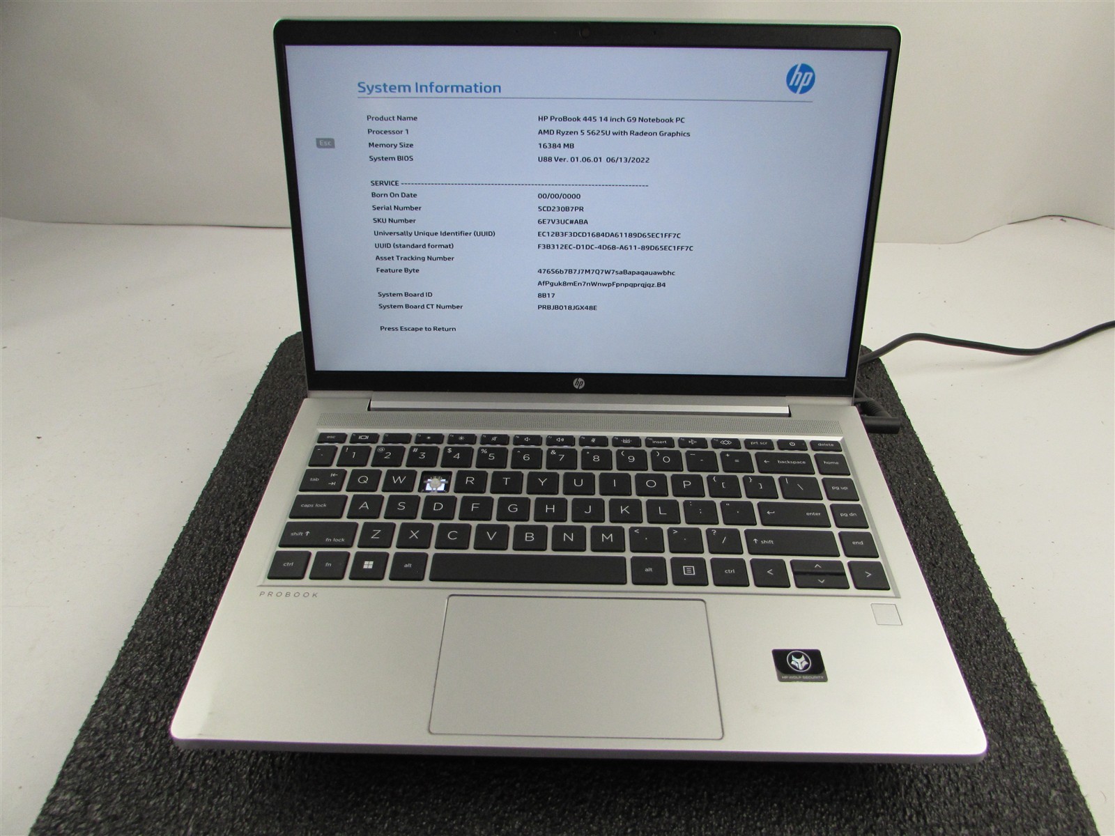 HP PROBOOK 445 (G9) FHD AMD RYZEN 5 5625U 512GB SSD 16GB RAM AMD GPU NO O.S/BATT