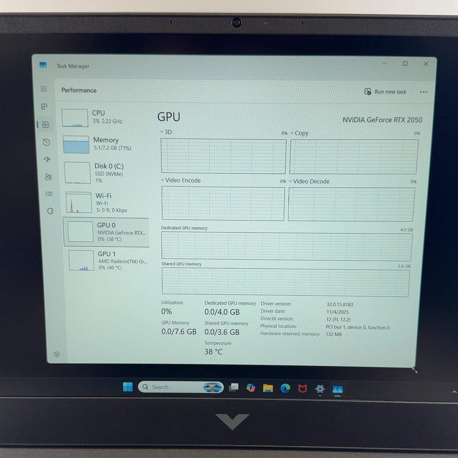 HP Victus 15-FB1013DX 15.6″ Ryzen 5 7535HS 3.3 GHz 8GB RAM 500GB SSD RTX 2050