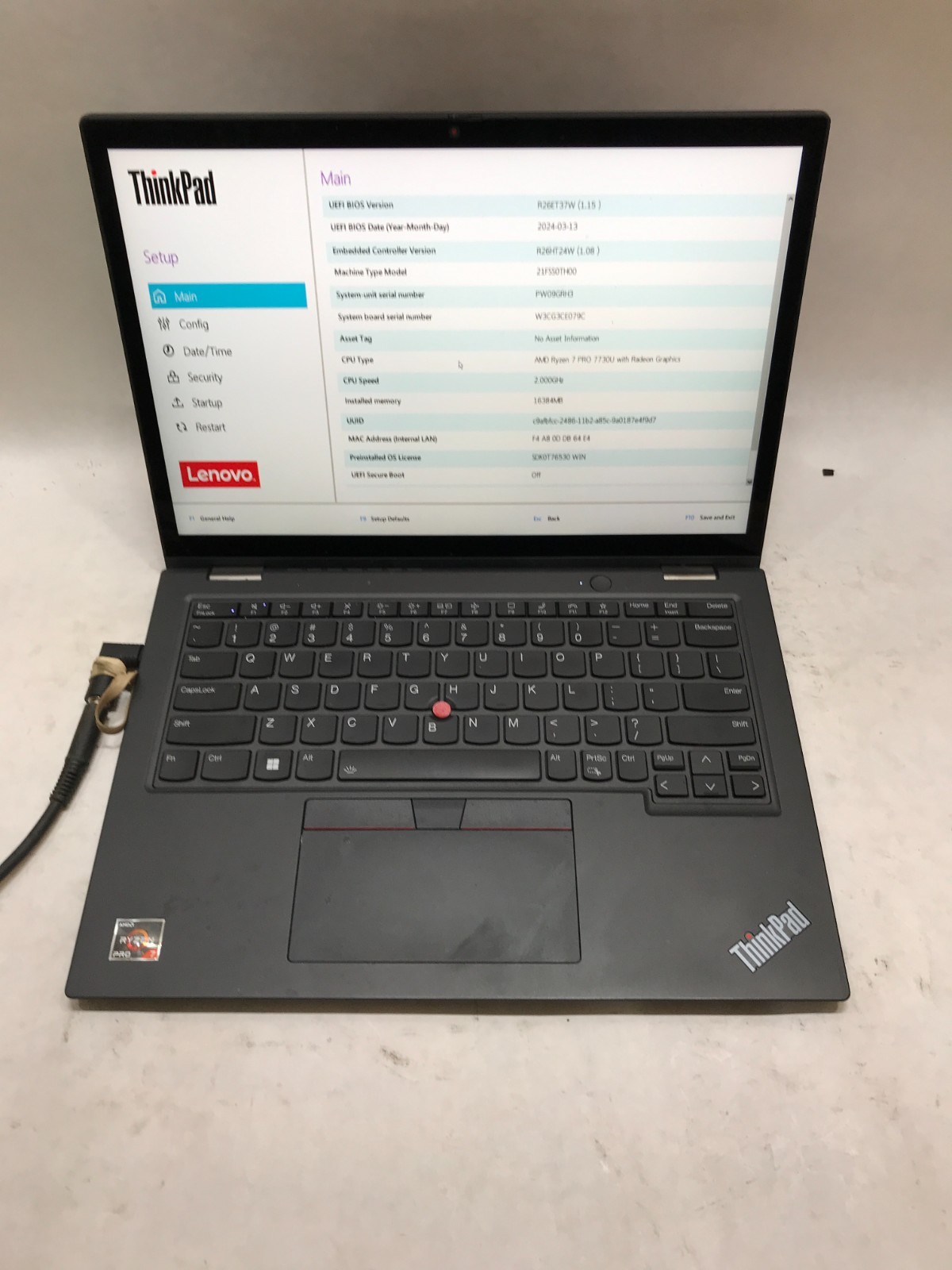 Lenovo ThinkPad L13 Yoga Gen 4 13″ Ryzen 7 PRO 7730U 16GB RAM NO SSD/OS Boots DW