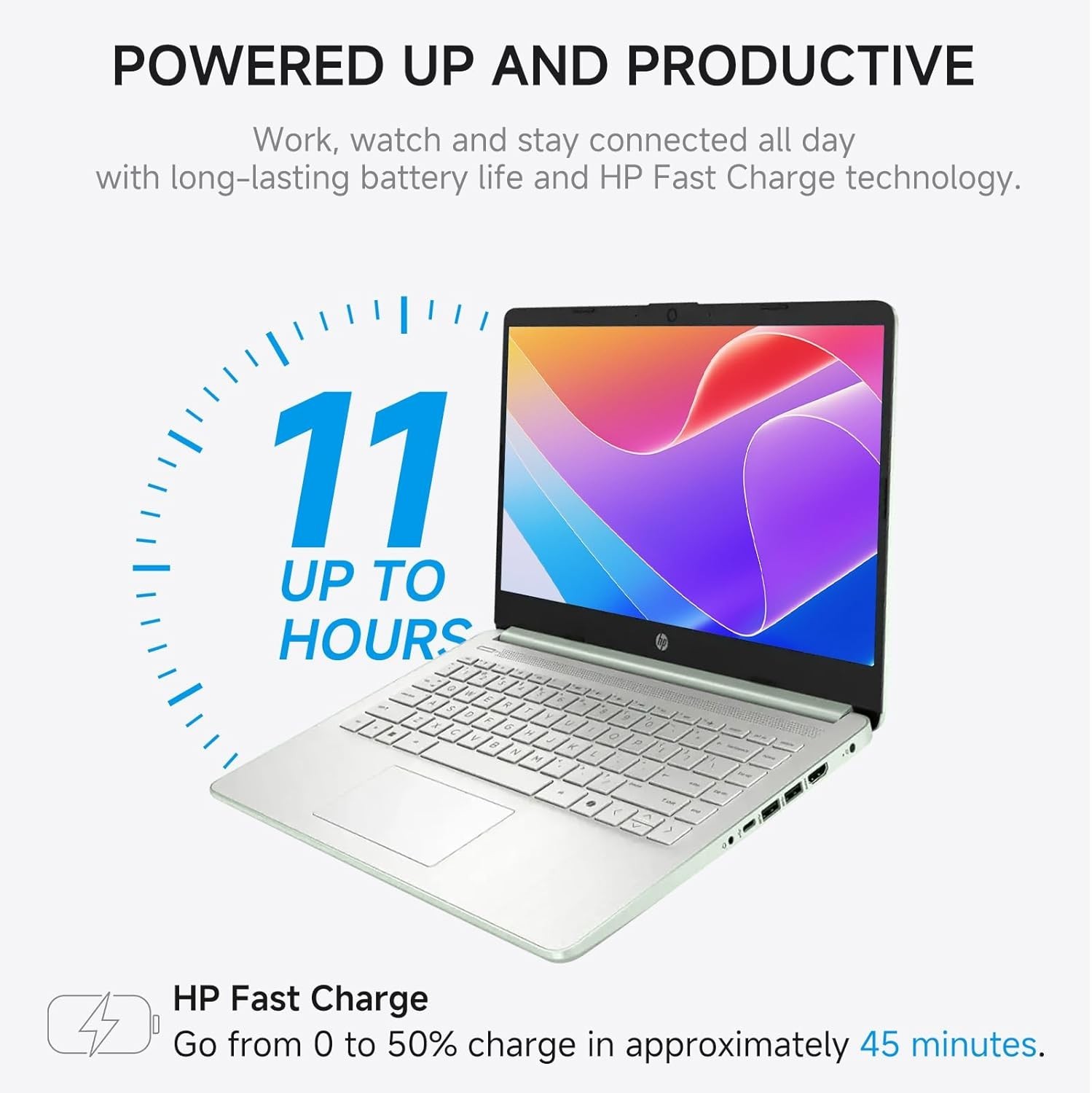 HP 14″ Laptop, Intel Processor N150, 4GB RAM 128GB SSD+128GB MSD, Green , Win11P