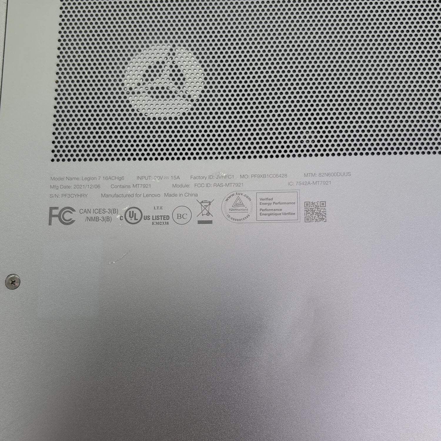 Lenovo Legion 7 16achg6 16″ Ryzen 9 5900HX 3.3GHz 32GB RAM 2TB SSD RTX 3080