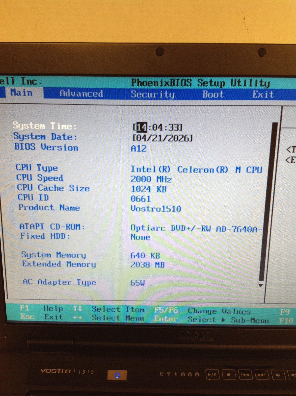 Dell Vostro 1510 Intel Celeron M 2.0GHz15.4″ Retro Gaming Laptop w/1GB RAM,No HD