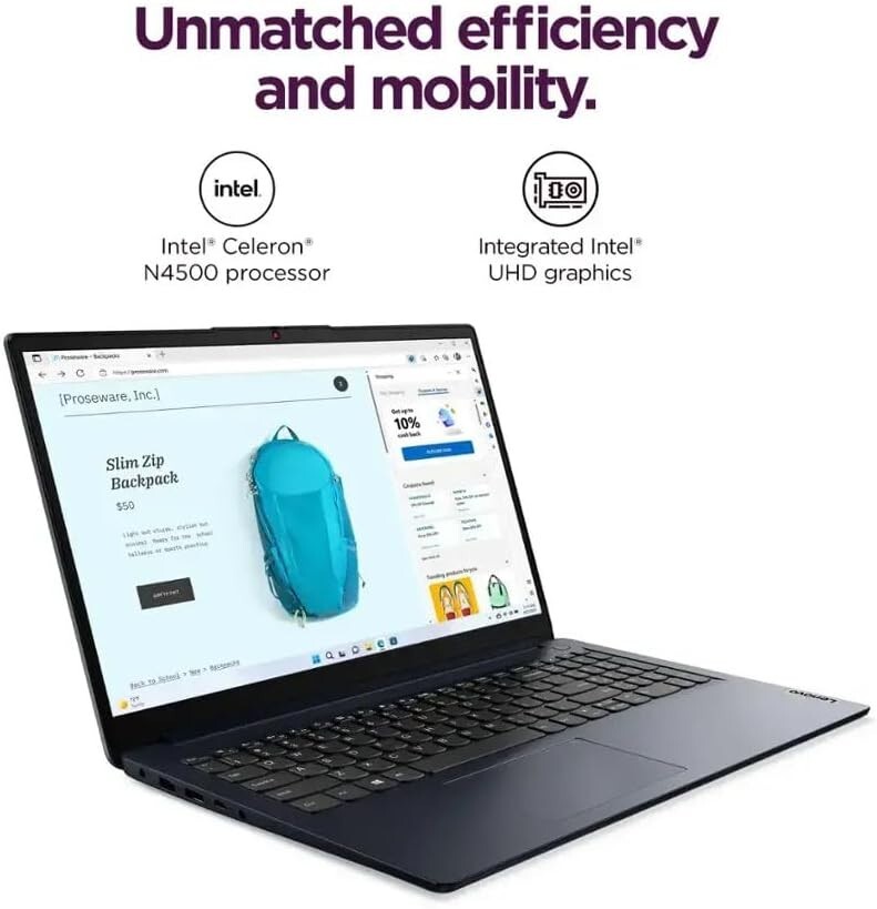 Lenovo Slim Laptop 15.6″ N4500 Up to 36GB RAM & 2TB SSD Win11 PRO+OFFICE Blue