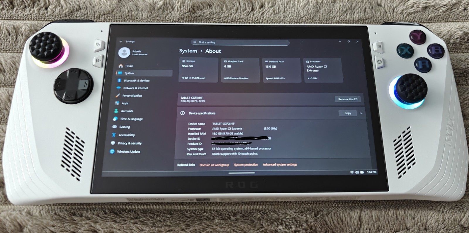 ASUS ROG Ally Z1 Extreme 1TB with DBrand Case, JSAUX 65WH Battery