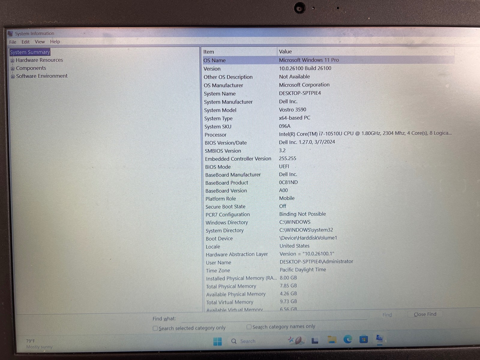 Dell Vostro 3590 Intel Core i7-10510U 8 GB 256GB SSD 15.6″