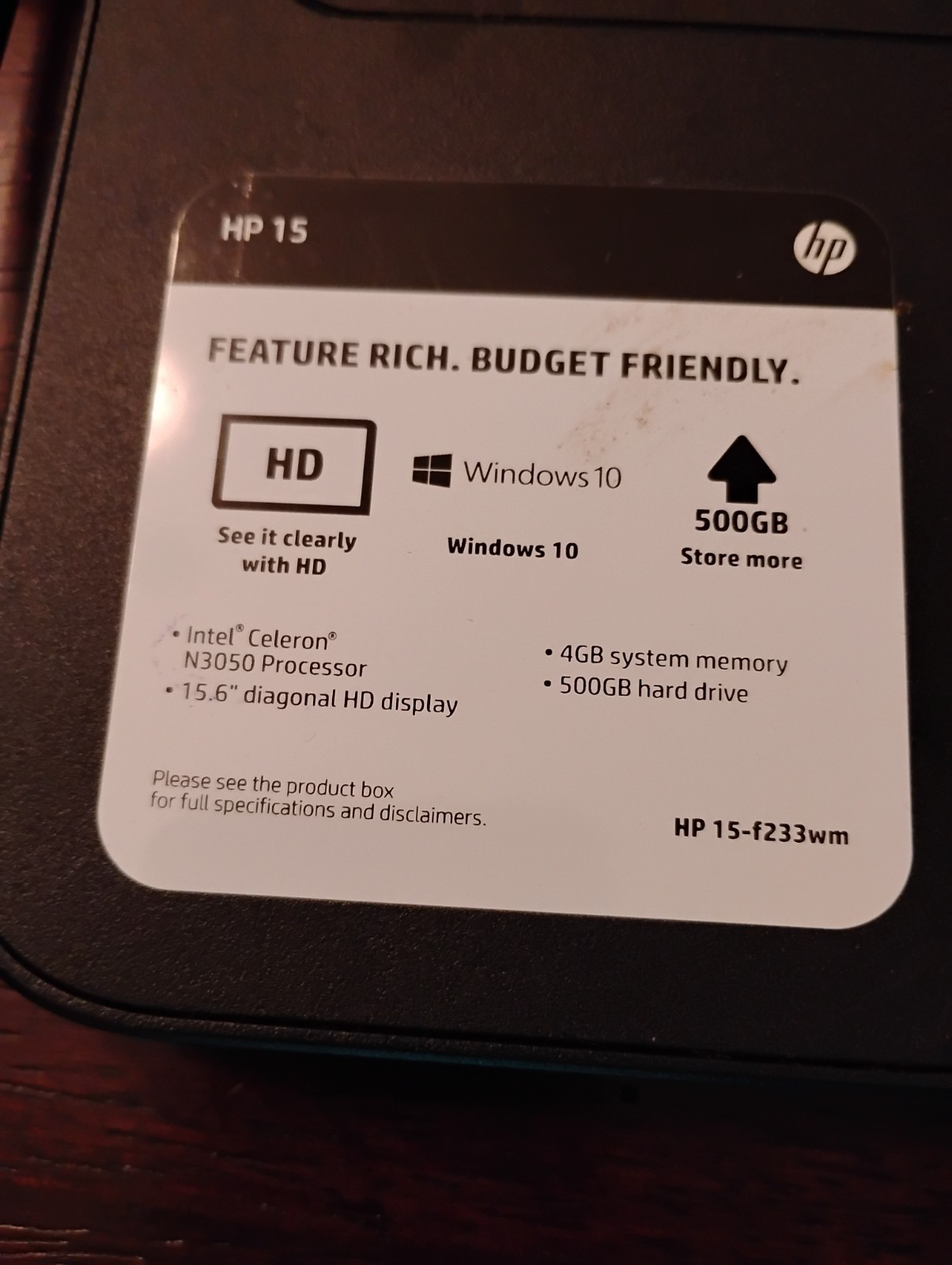 HP 15 Series 15.6″ HdScreen Intel Celeron N3050 Processor 500gb Hardrive 4gb Ram