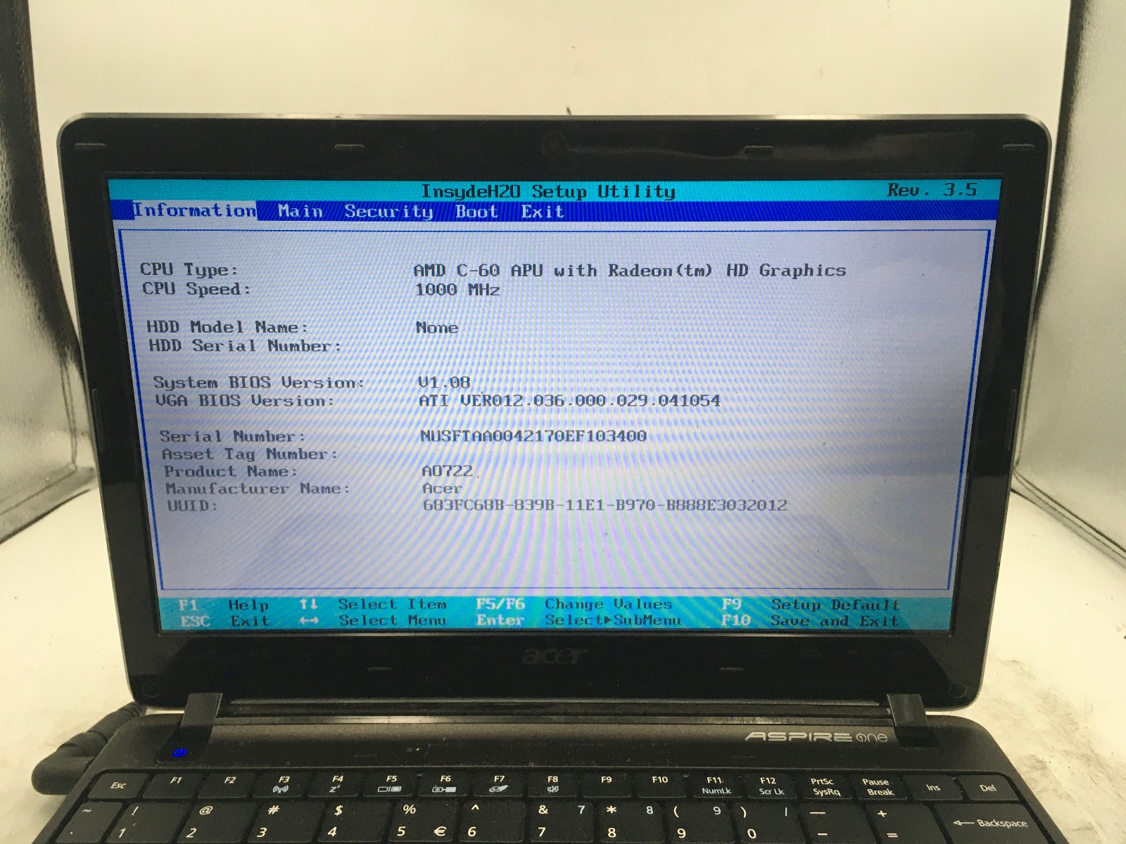 ACER ASPIRE ONE 722 – LOT OF 3 – BOOTS TO BIOS – AMD C60 – NO RAM -READ DESC- BB