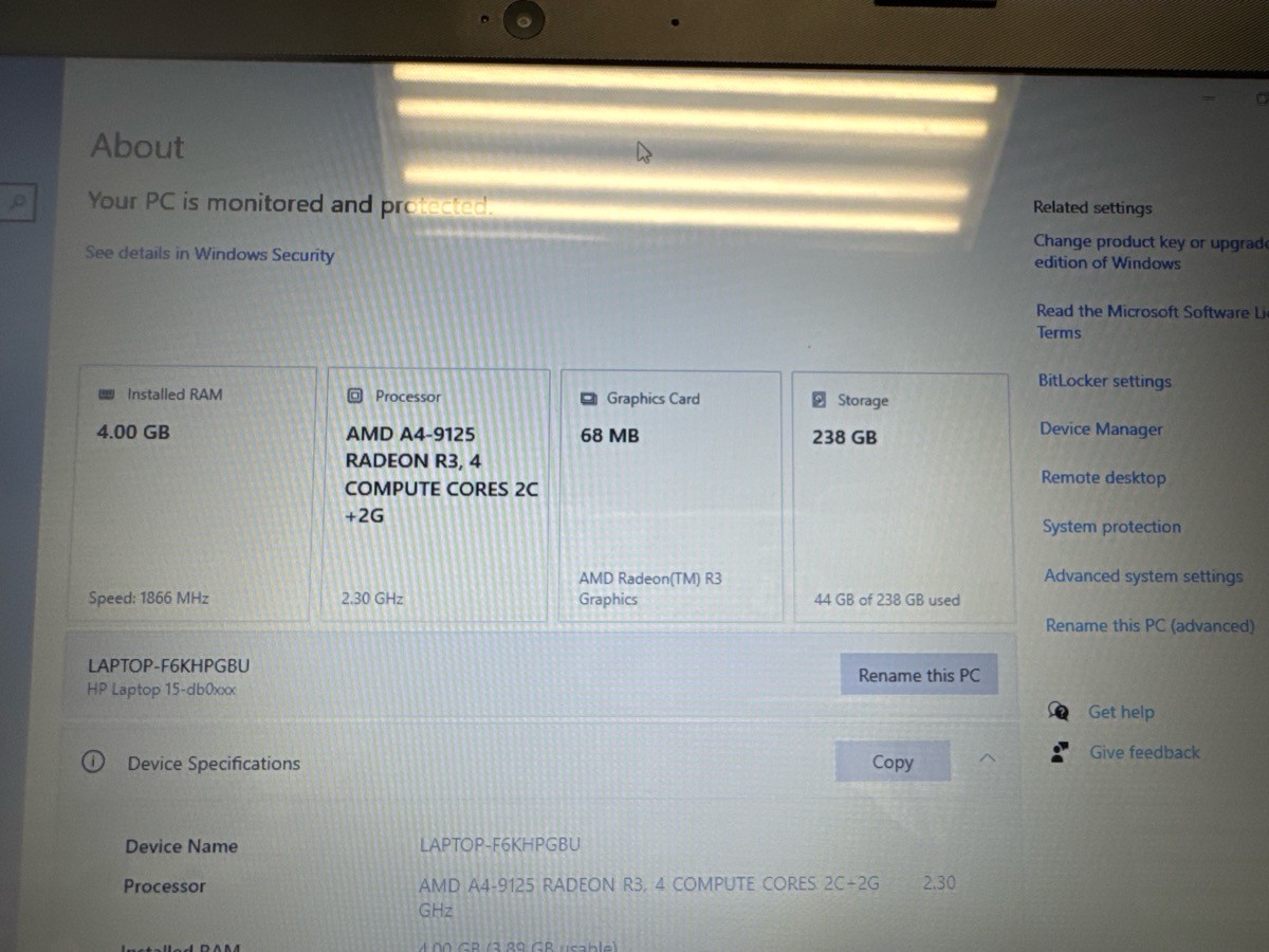 HP AMD A4 238GB W/CHARGER (P05025477)